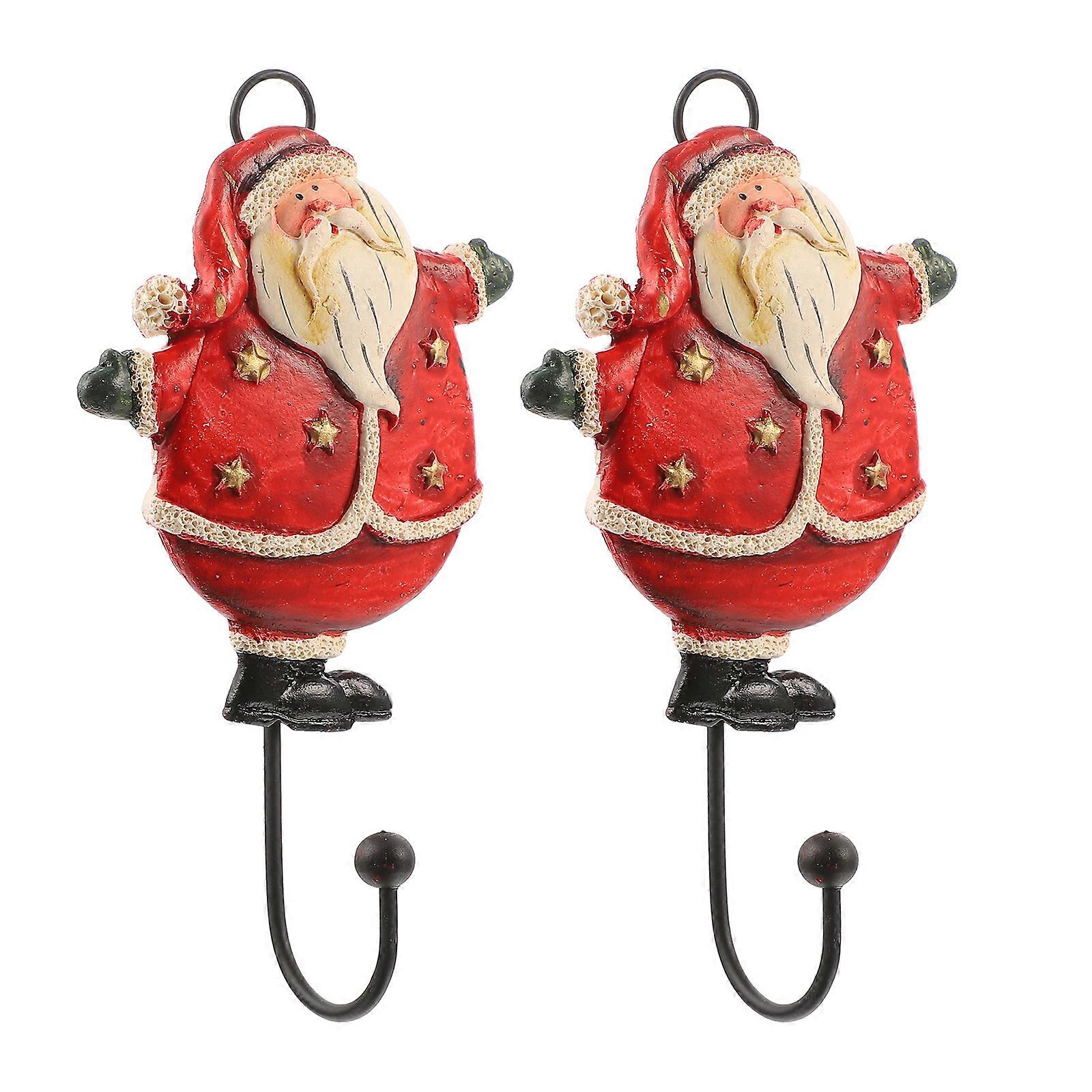 2pcs Santa Claus Clothing Hook Hanging Coat Hook Creative Hook (Random Style)