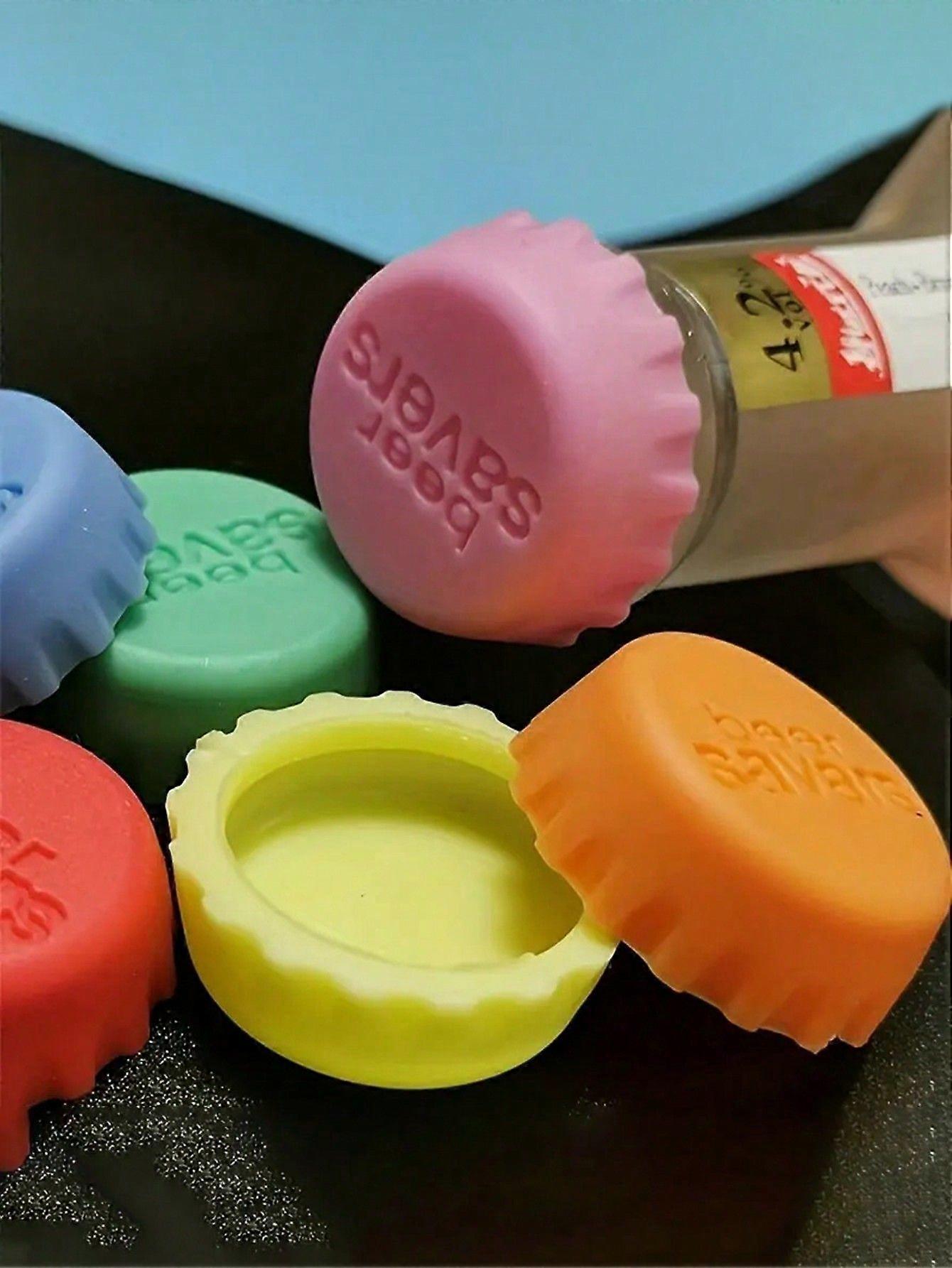 6pcs/Set Of Reusable Silicone Bottle Caps, Sealed Beer Caps, Kitchen Vinegar Soy Sauce Bottles, Soda Cola Wine Preservation Caps, Reusable Practical C