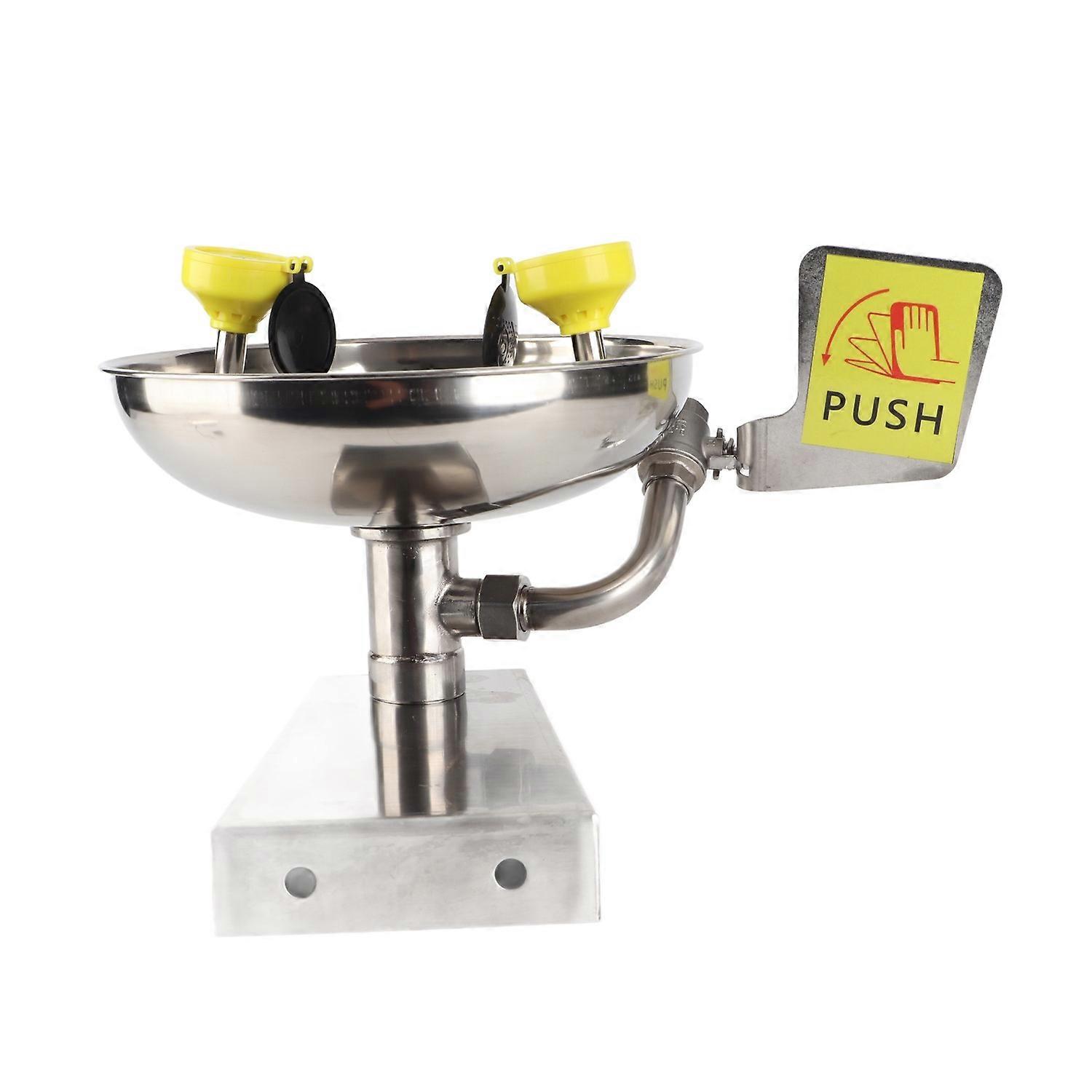 Double Nozzle Eye Wash Station 304 Stainless Steel Wall Mount Emergency Eye Washer Sink with Safety