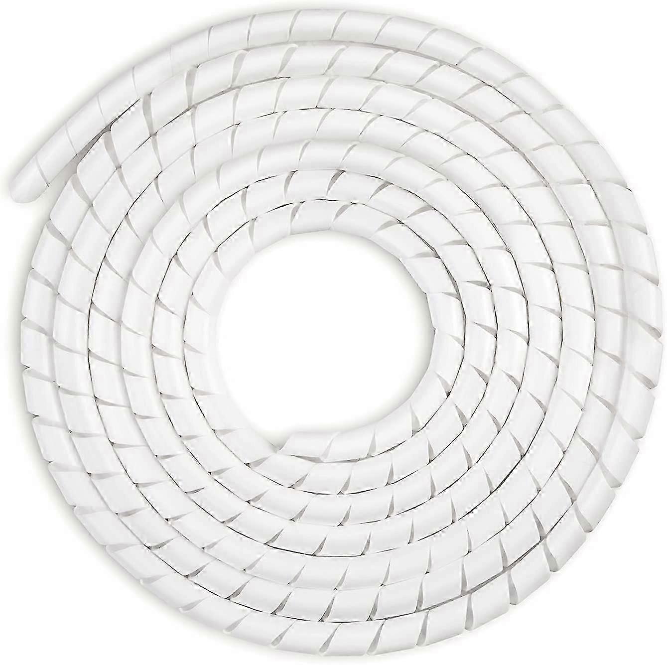مجموعة تخزين الكابلات، غلاف حلزوني مرن عالمي 6 مم، عبوة واحدة من أنبوب لف الكابل الحلزوني لحماية كابل هوائي التلفزيون/الكمبيوتر/USB/التلفزيون/AUX (15 مترًا)، أبيض (6 مم، 15 مترًا)