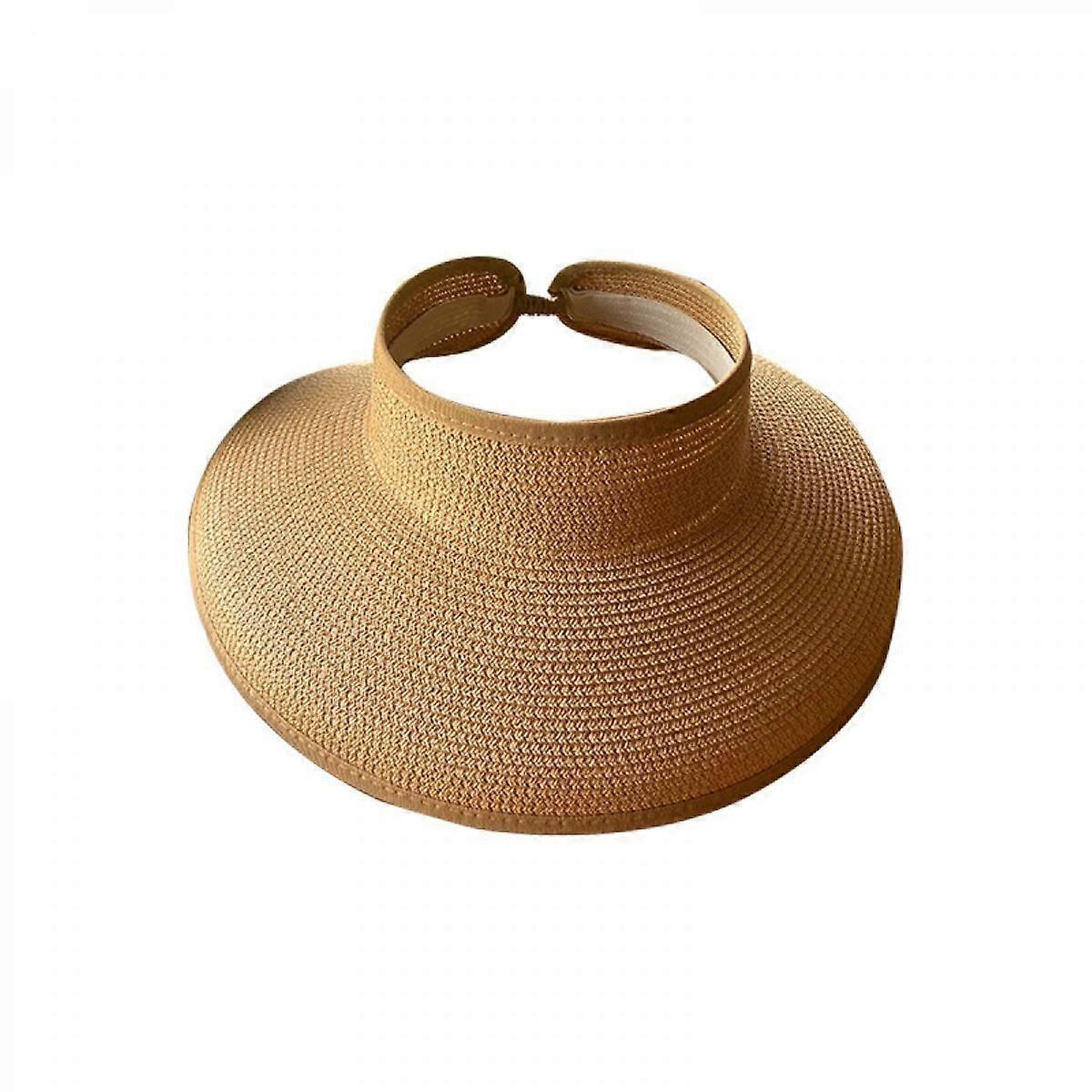 Women's Sun Visor Hats Wide Brim Straw Beach Hat Ponytail Hats for Women Foldable Floppy