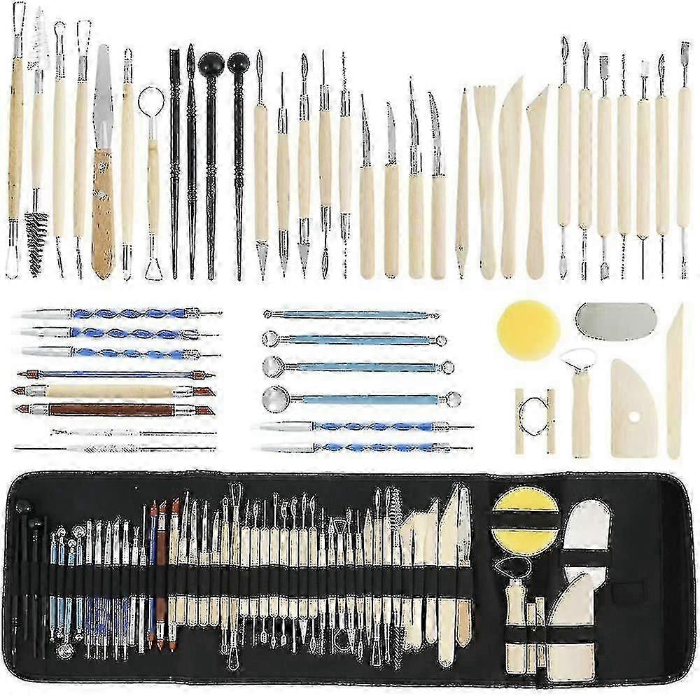 52pcsポリマー粘土ツールモデリング粘土彫刻ツールキット陶器彫刻木製点描ツール用