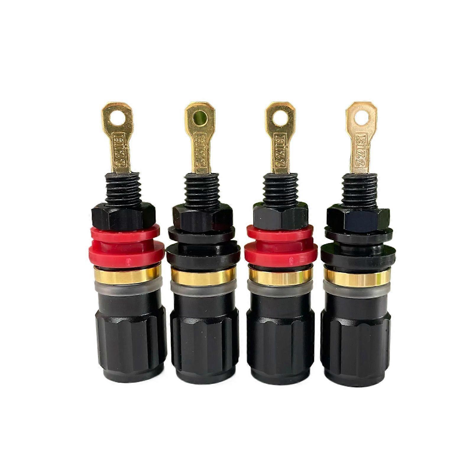 4PCS EZ Speaker Terminal Gold Plated Binding Post Copper Banana Plug Connector