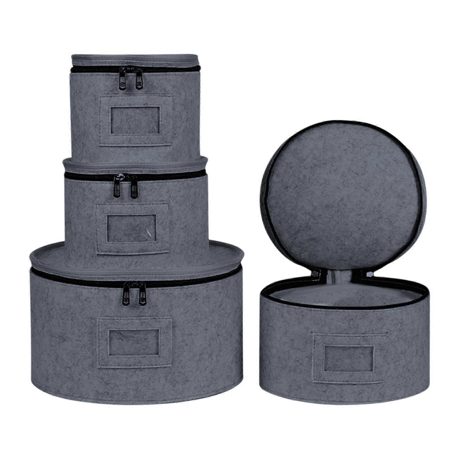 4Pcs China Storage Containers Dinnerware Storage for Saucers Dinnerware Mugs Gray