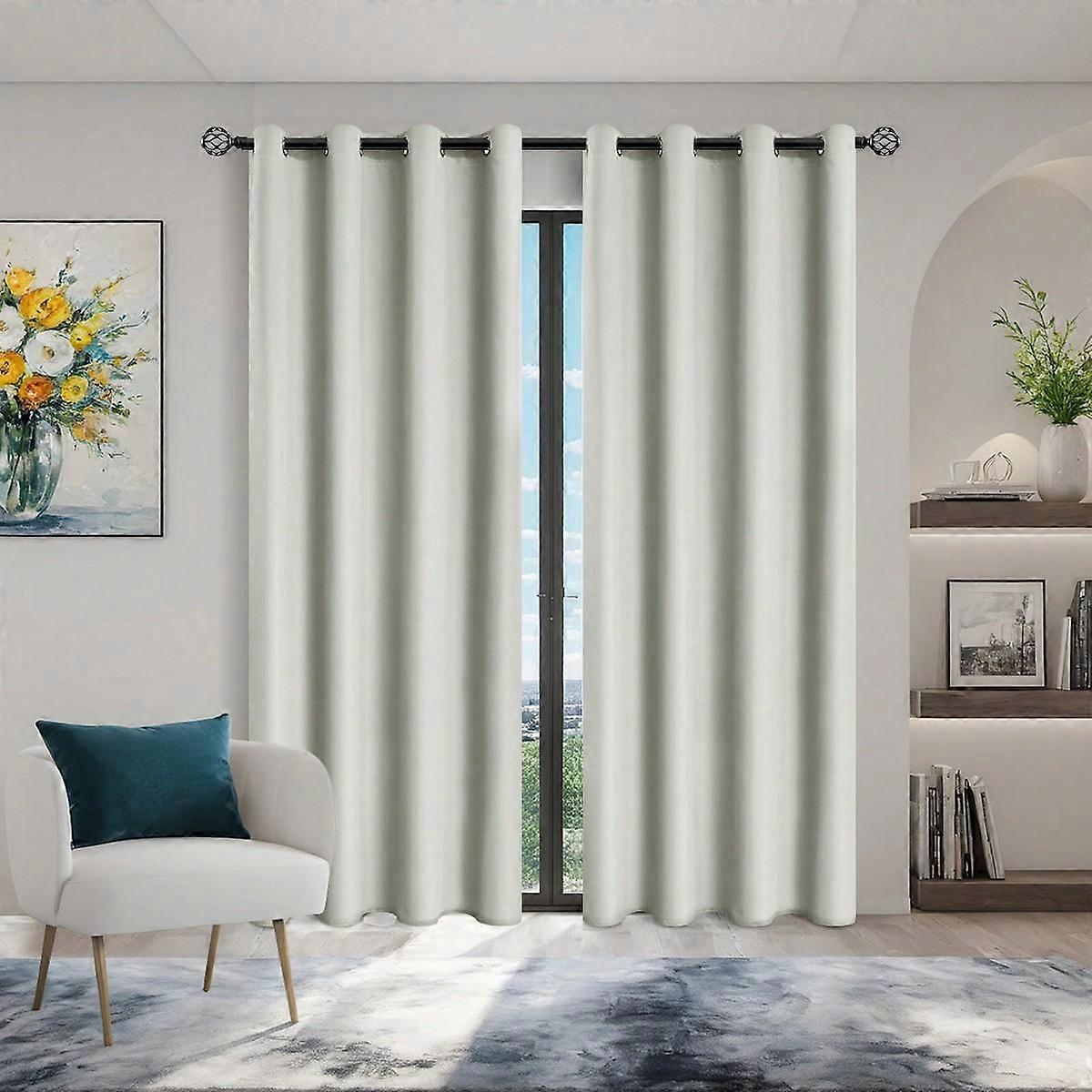 1pc Solid Blackout Curtains with Grommets, Total Privacy Drapes for Bedroom