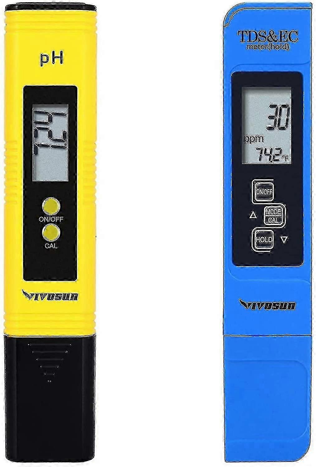 Vivosun Ph & Tds Meter Combo, 0.05ph High Accuracy Pen Type Ph Meter & +/- 2% Readout Accuracy 3-in-1 Tds Ec Temperature Meter Boris