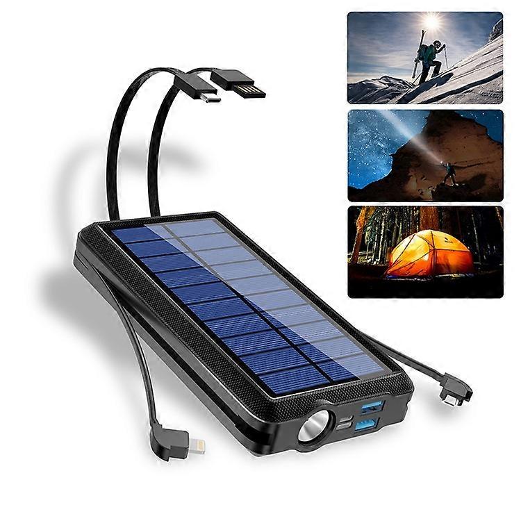 158 Solar 24000mAh Power Bank LED Flashlight Wireless Charging Phone Charger External Battery with Micro-USB / Type-C / Lightning
