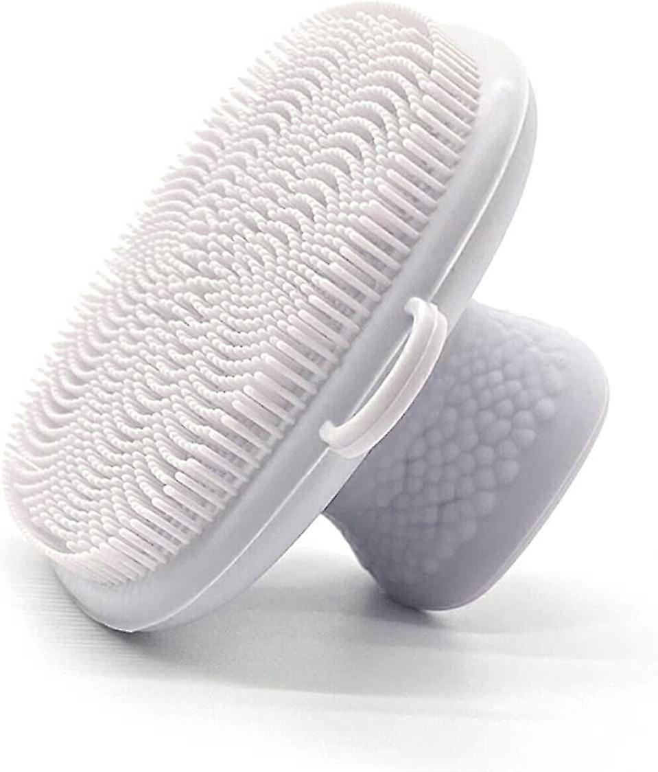 Silicone Facial Cleansing Brush Face Scrubber Soft Handle Deep Cleansing Skin Care for Gentle Exfoliating, Removing Blackhead, Massaging (White)