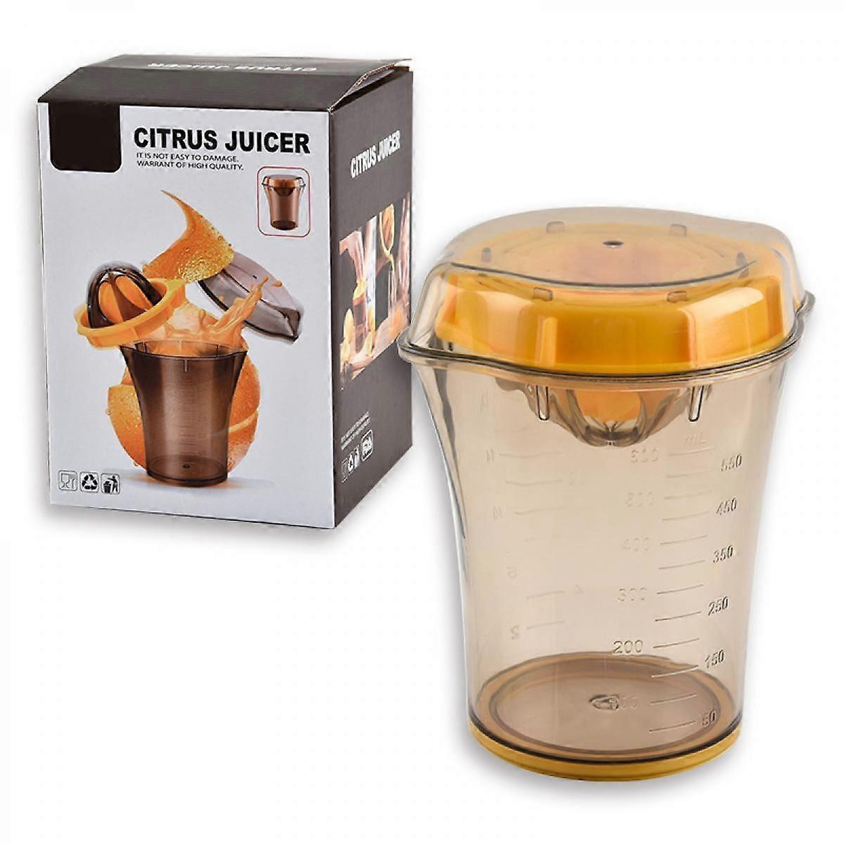 Hand Juicer Citrus Orange Squeezer Manual Lid Rotation Press Reamer for Lemon Lime Grapefruit with Strainer and Container
