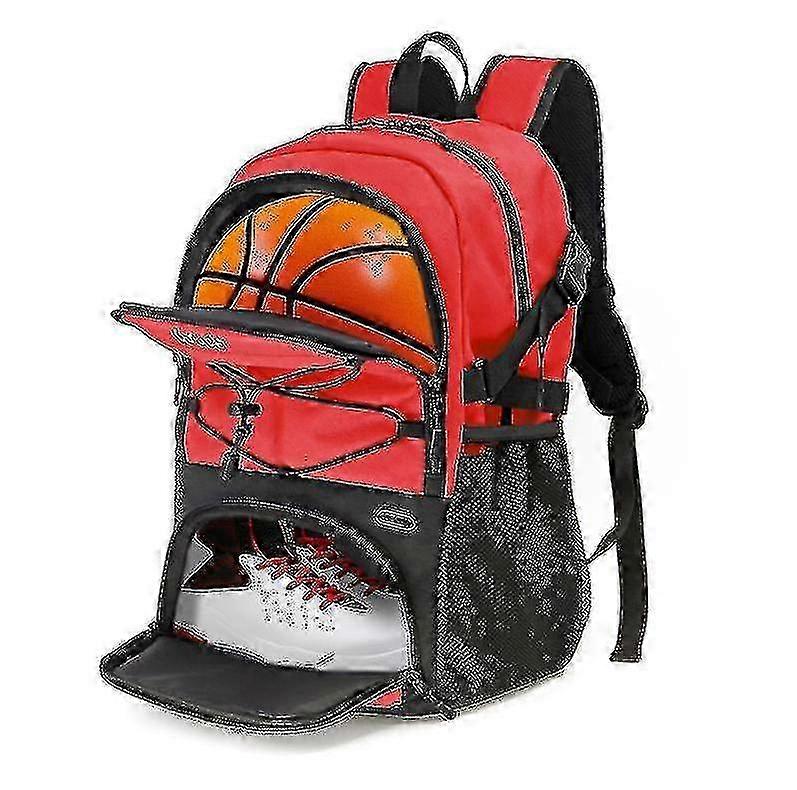 Plecak do koszykówki Duża torba sportowa z oddzielnym uchwytem na piłkę i przegrodą na buty, najlepsza do koszykówki, piłki nożnej, Voll Red f74