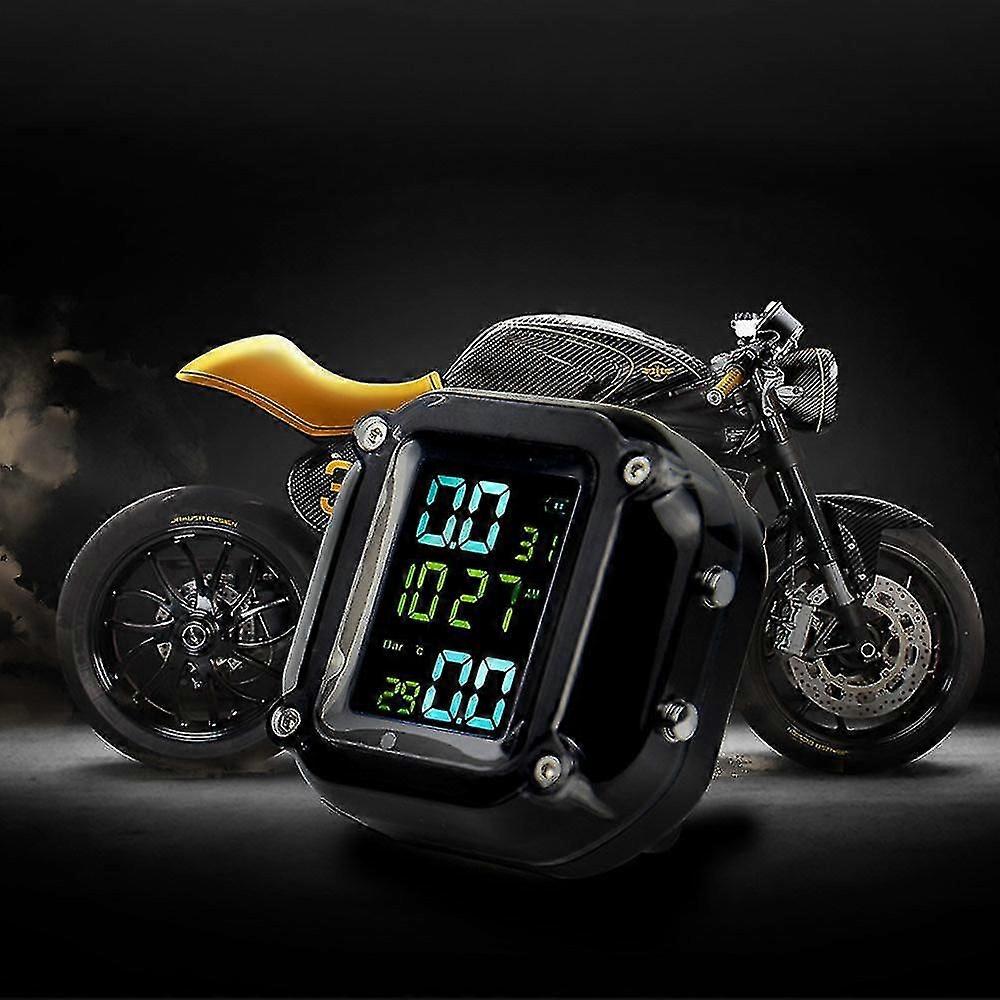 Usb Solar Charging Motorcycle Tpms Motor Tire Pressure Tyre Temperature Monitoring Alarm System With 2 External Sensors