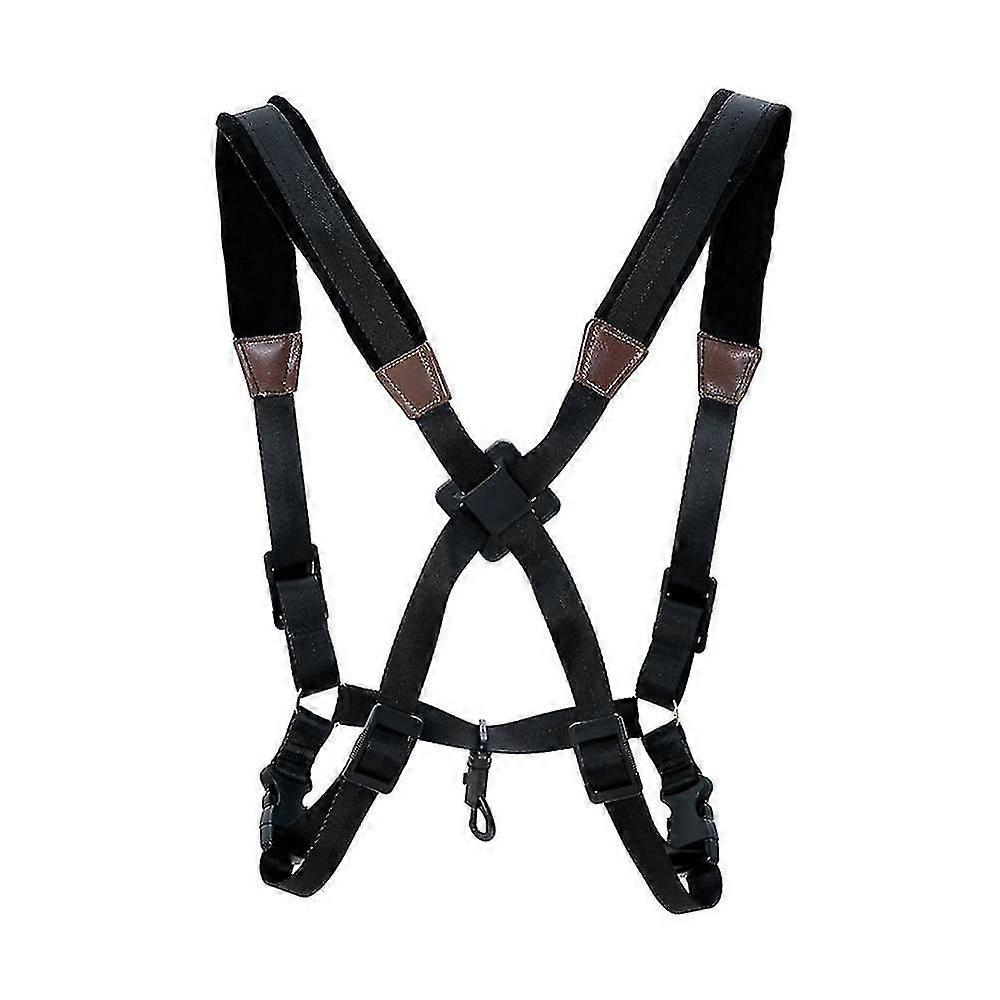 Saxophone Strap,universal Double Shoulder Leather Strap For Sax, Adjustable Padded Harness Strap Fo