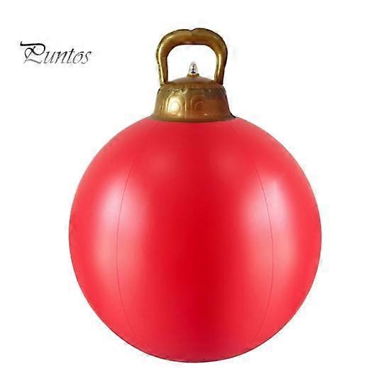 60CM Inflatable Christmas Ball with Handle Thicker PVC Large Solid Color Leakproof Indoor Outdoor Garden Yard Holiday Decoration Xmas Balloon