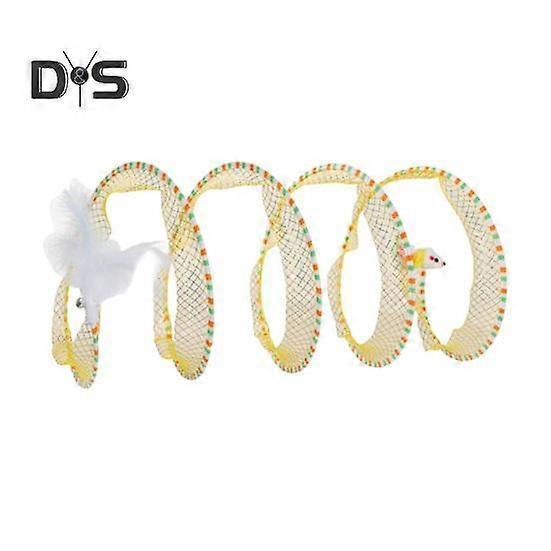Cat Tunnel Toy Foldable Interactive Self Play Cat Hunting Spiral Tunnel Toy with Plush And Feather Toys for Indoor Cats Decompression Spring Kitten