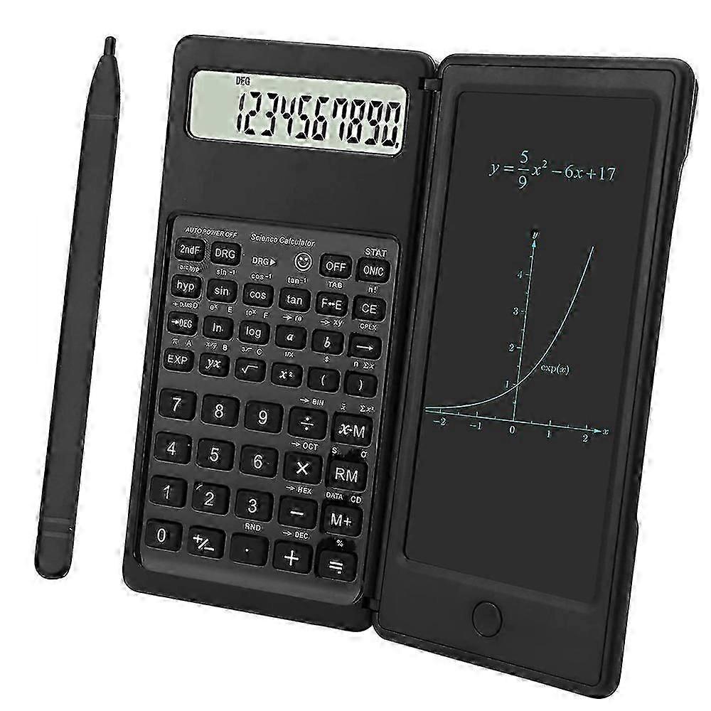 Scientific Calculator 10-Digit LCD Display Engineering Calculator with Writing Tablet for High School and College Black JP