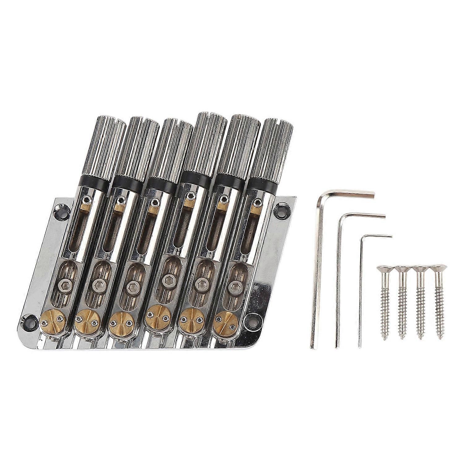 6 String Headless Guitar Bridge Oblique Fret Saddle Bridge Replacement for Electric Guitars Silver