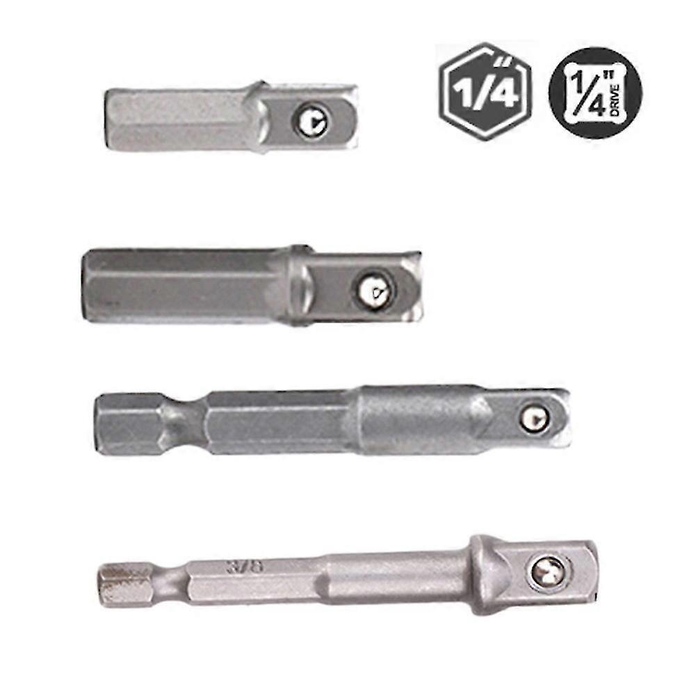 1pc 4pcs Drill Socket Adapter For Impact Driver W/ Hex Shank To Square Socket Drill Bits Bar Extension 1/4 Bit Set