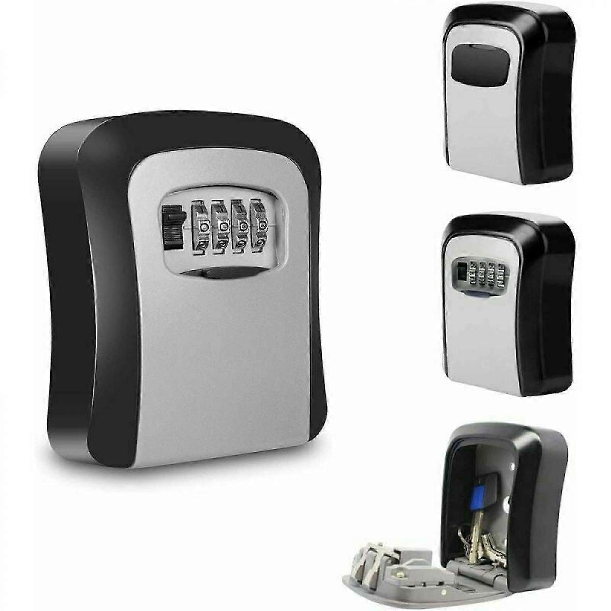 Key Lock Box, Wall Mounted Key Lock Box for Outside 4 Digit Zinc alloy Spare Key Safe Box