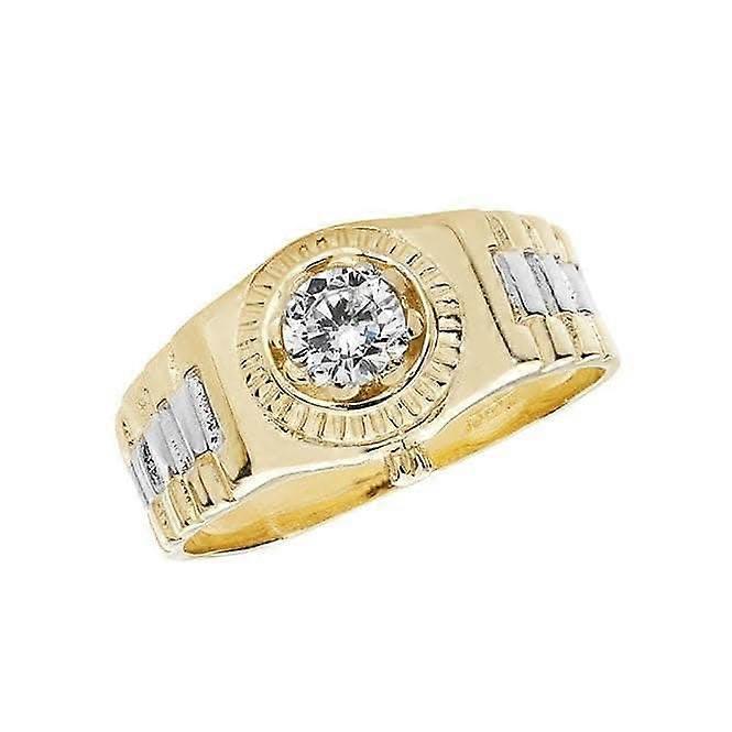 9ct Yellow Gold Mens Zirconia Ring RN921