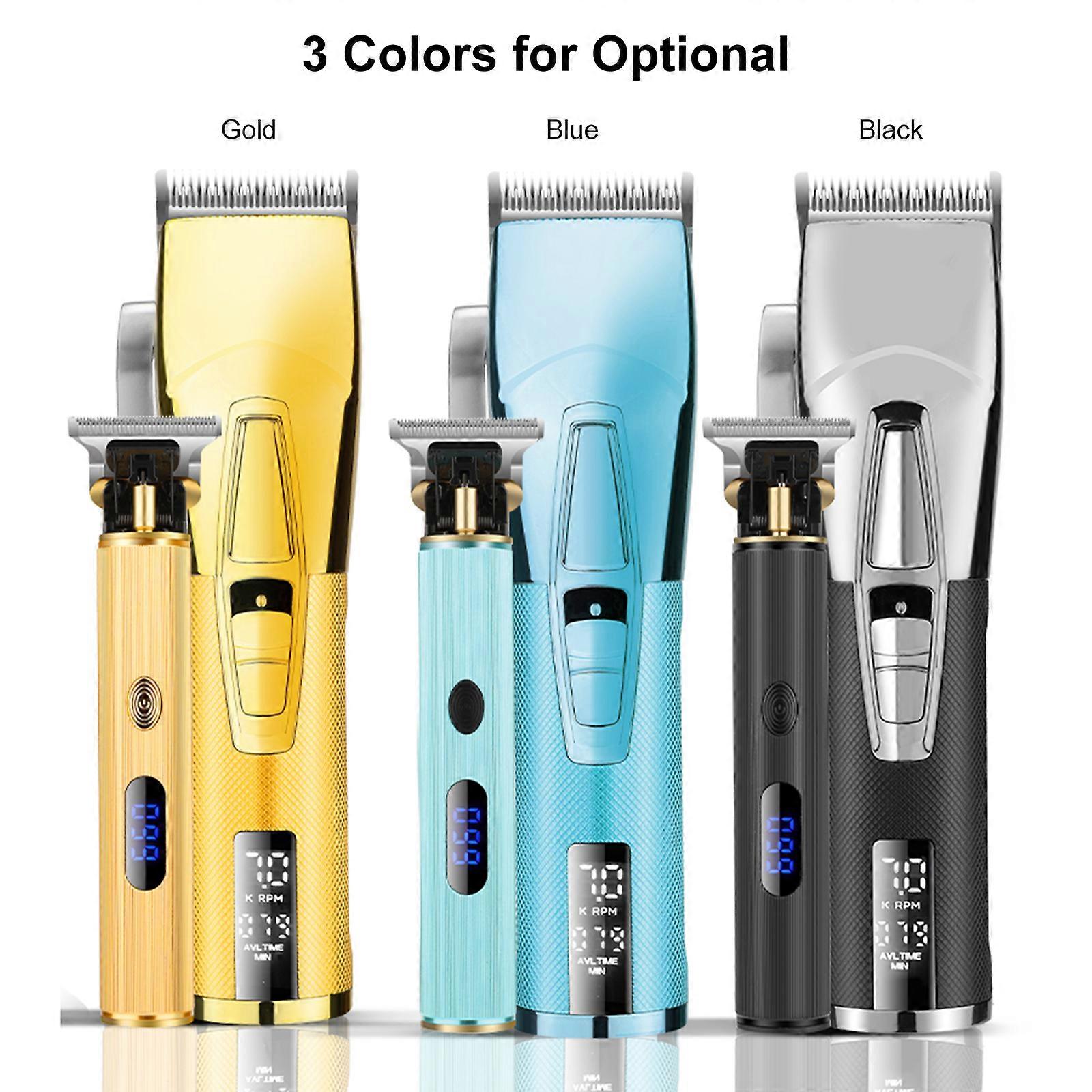 Men Clippers Cordless Barber Hair Cutting Machine Kit Haircut Grooming Set LEDs Digital Display Built-in High Capacity Rechargeable Cell