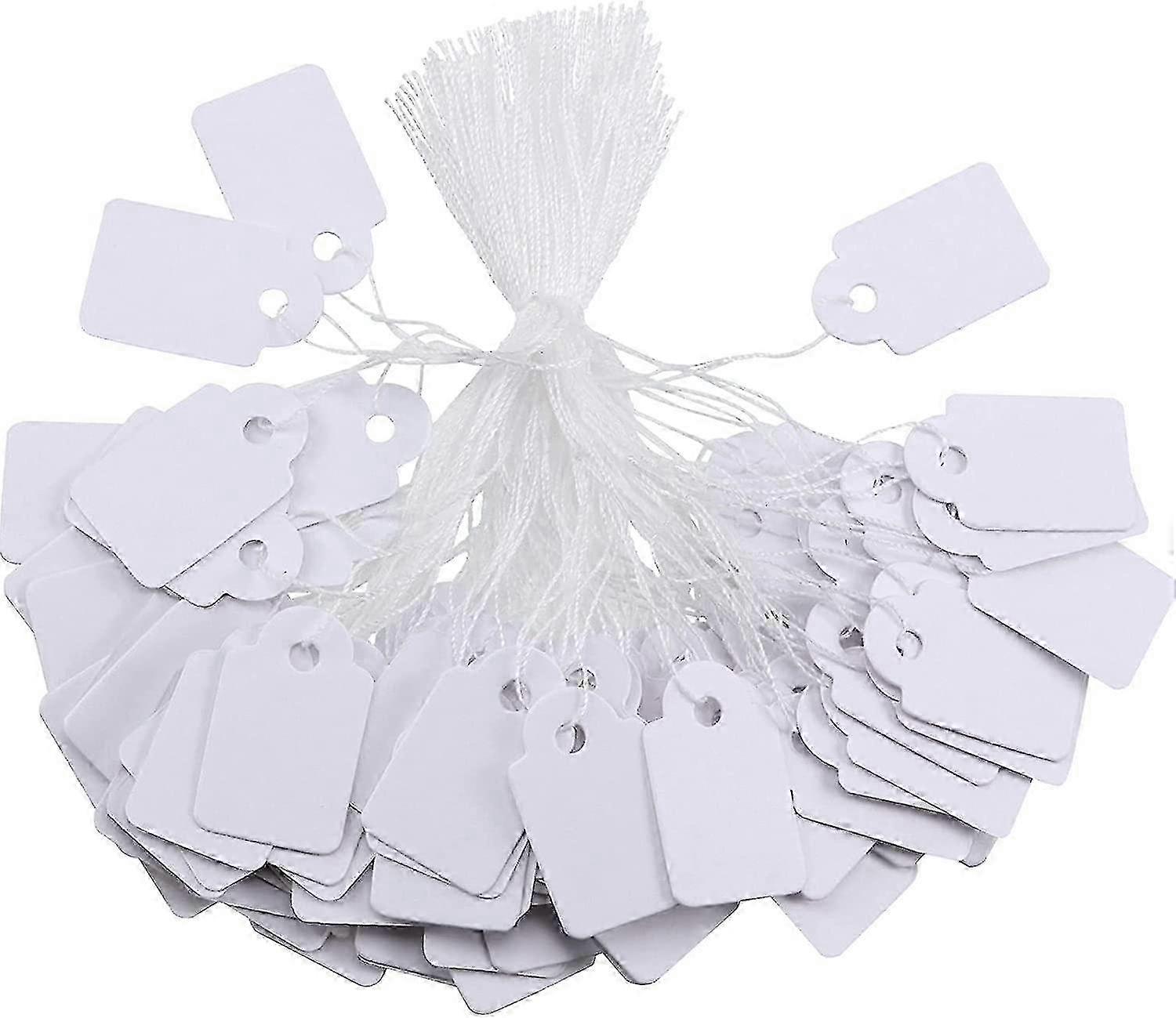 500pcs White Display Price Tags with Hanging String