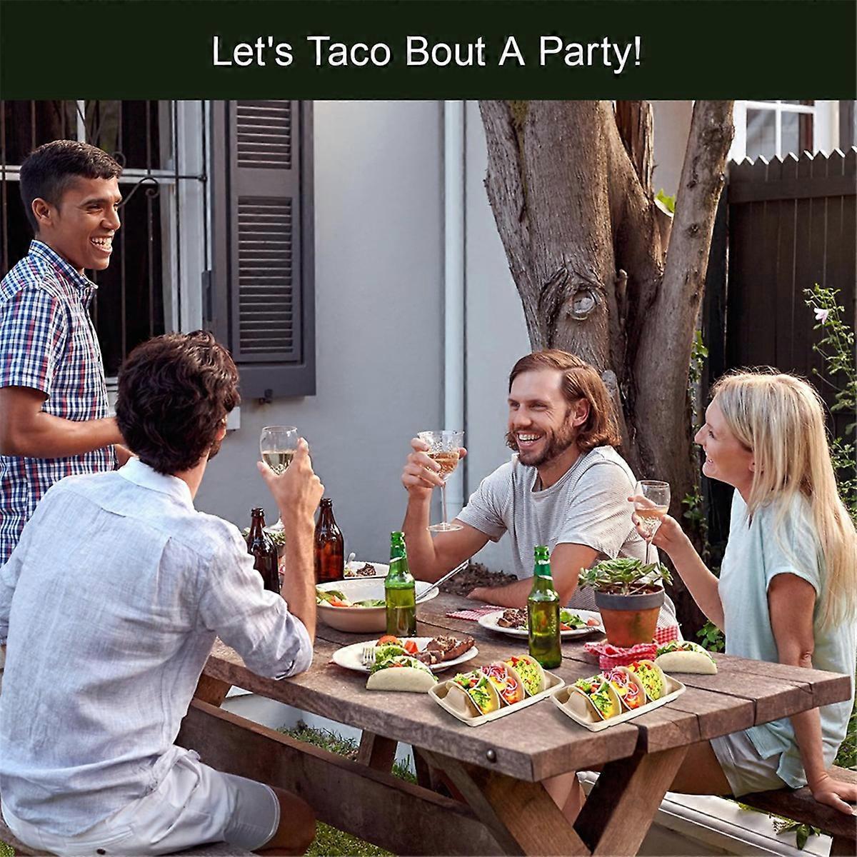 24 قطعة حاملي تاكو يمكن التخلص منها للحفلات ، لوحات تاكو الورقية