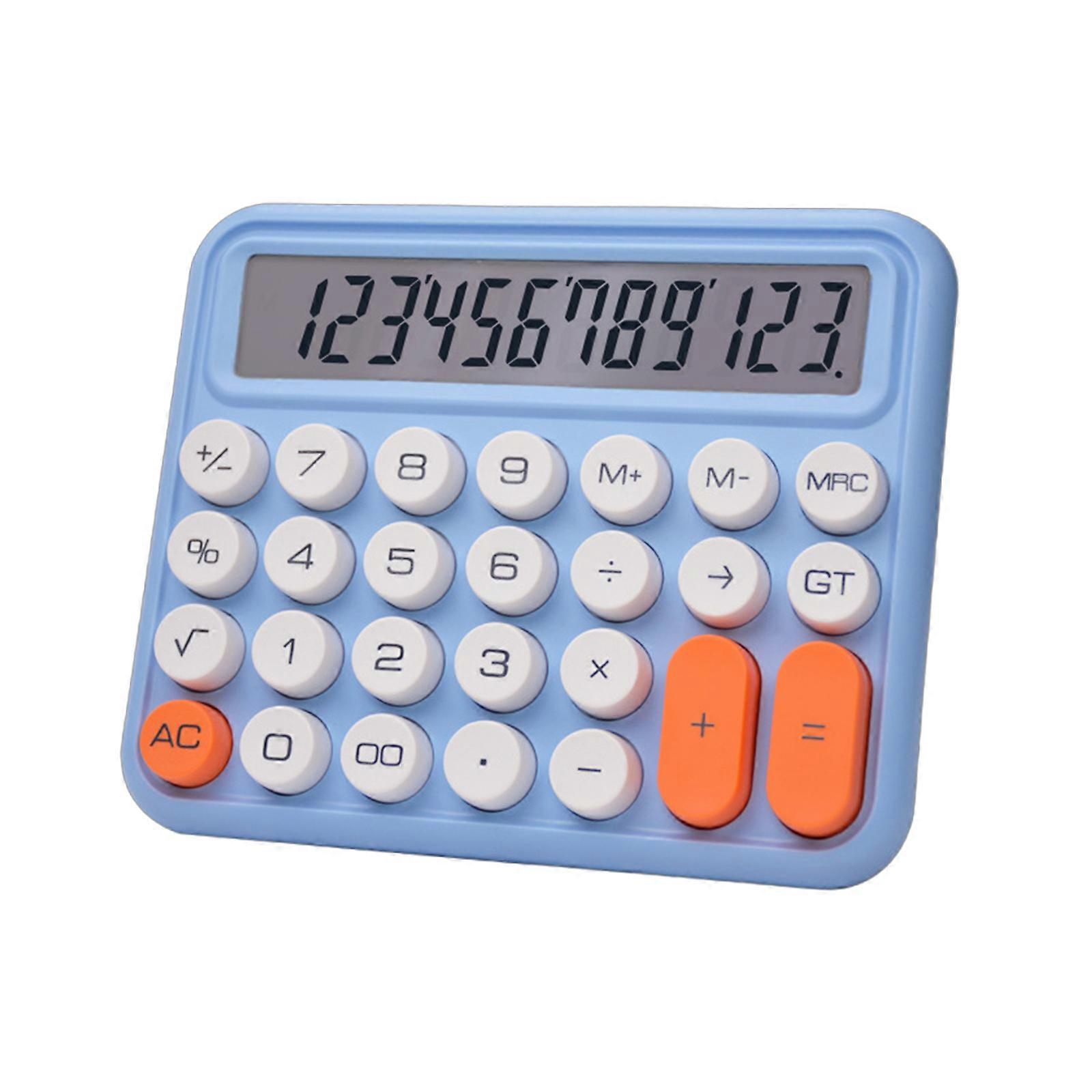 Candy Color Desktop Calculator Large LCD Display, 12 Digit Mechanical Calculator Electronic Calculator for Student sky blue