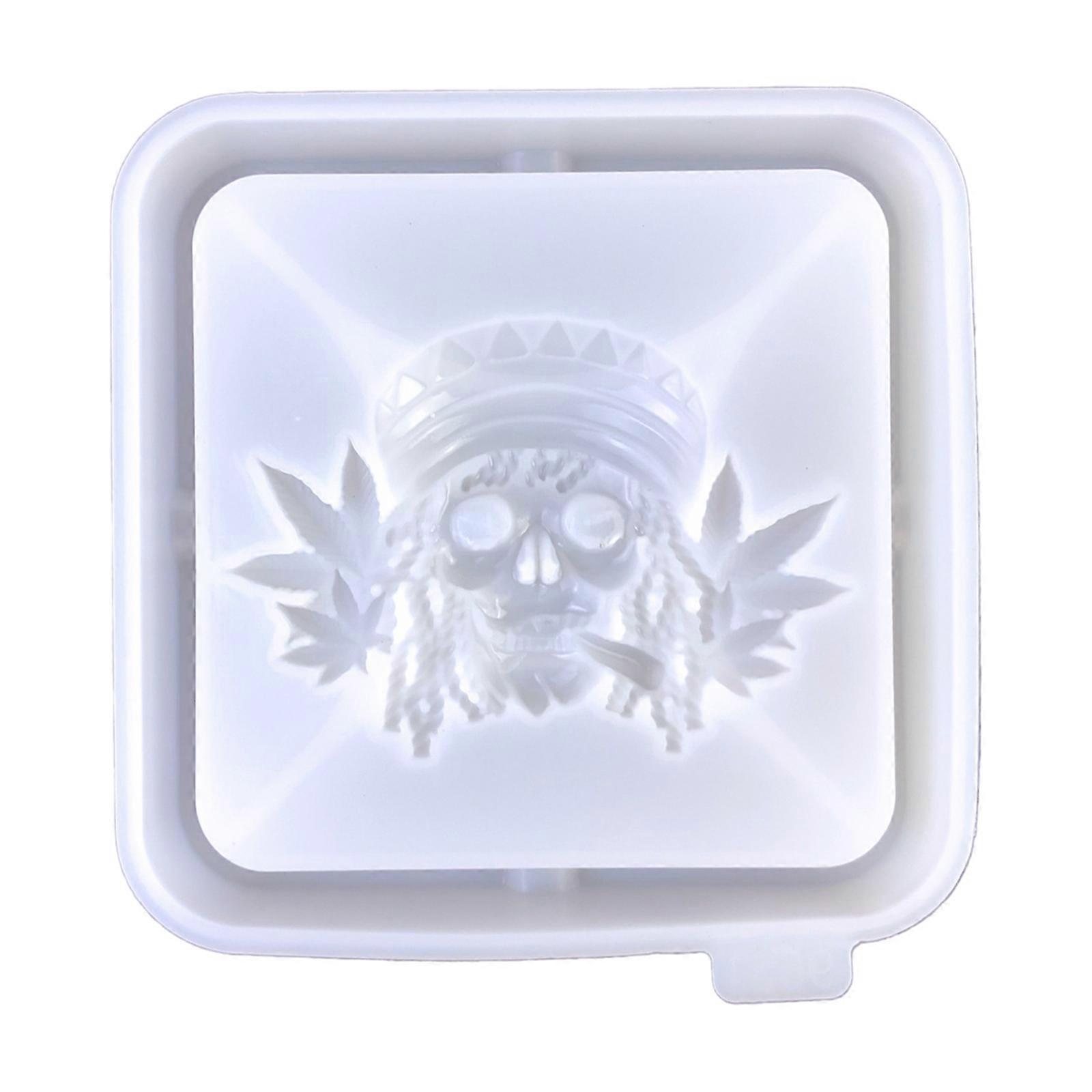 Skull Leaf Ashtray Casting Mold Versatile Silicone Molds Handcrafted Home Accessory Making Mould for DIY Enthusiast  White