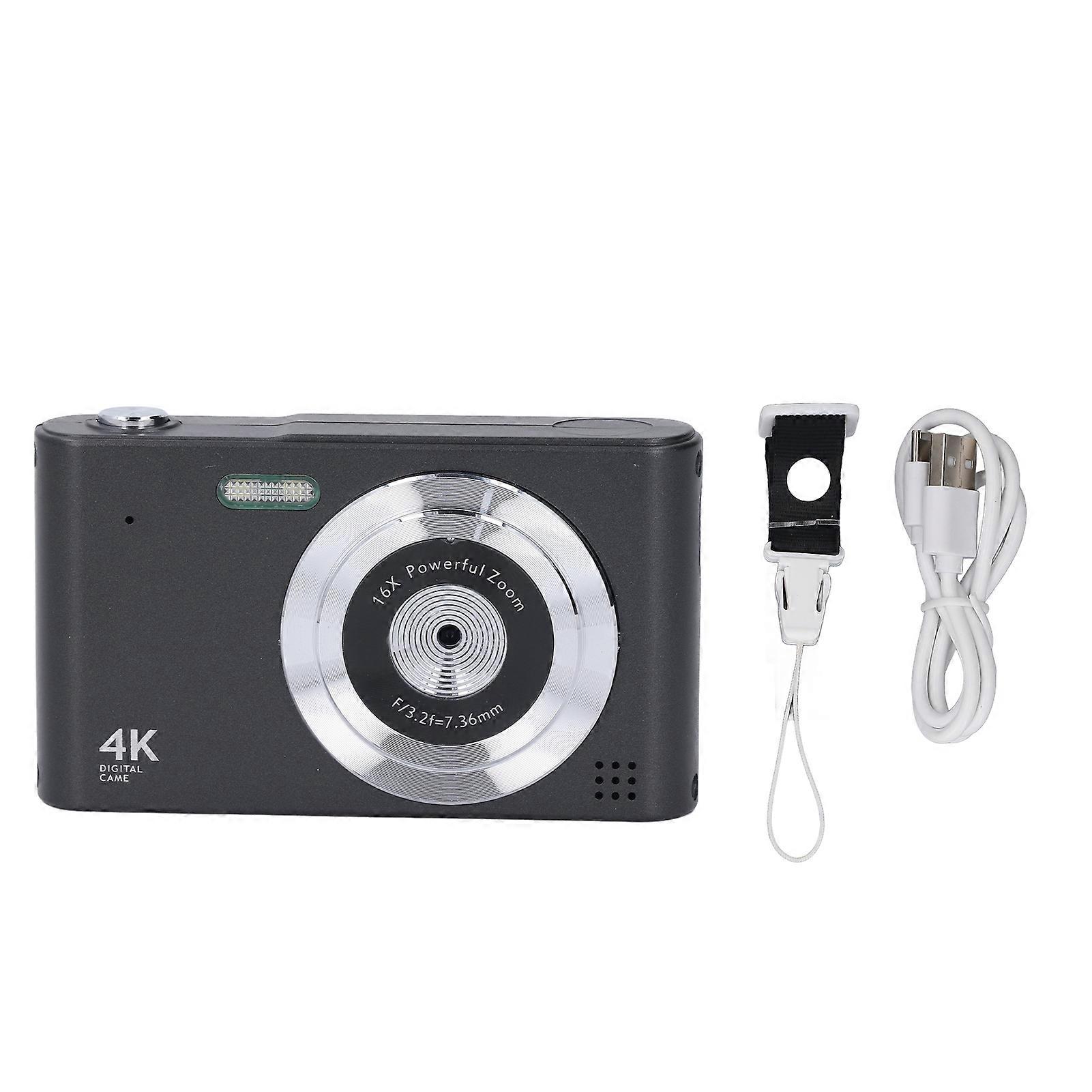 48 MP 1080p Digital Camera, 16x Zoom, Anti-Shake, Timed Photography, Motion Detection, Recording, Portable Digital Camera, Black