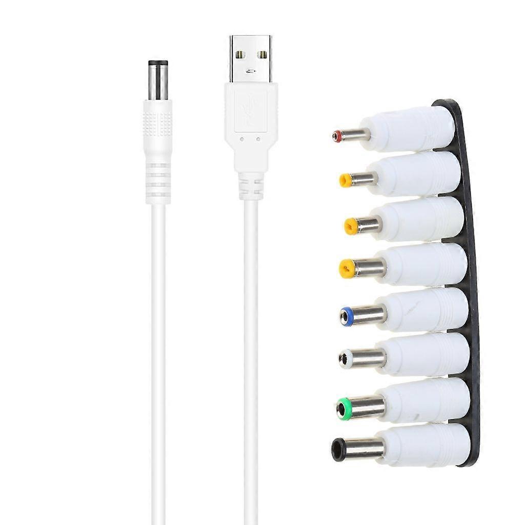 Universal USB to DC5V Charging Cable Set with 8 Interchangeable Plugs