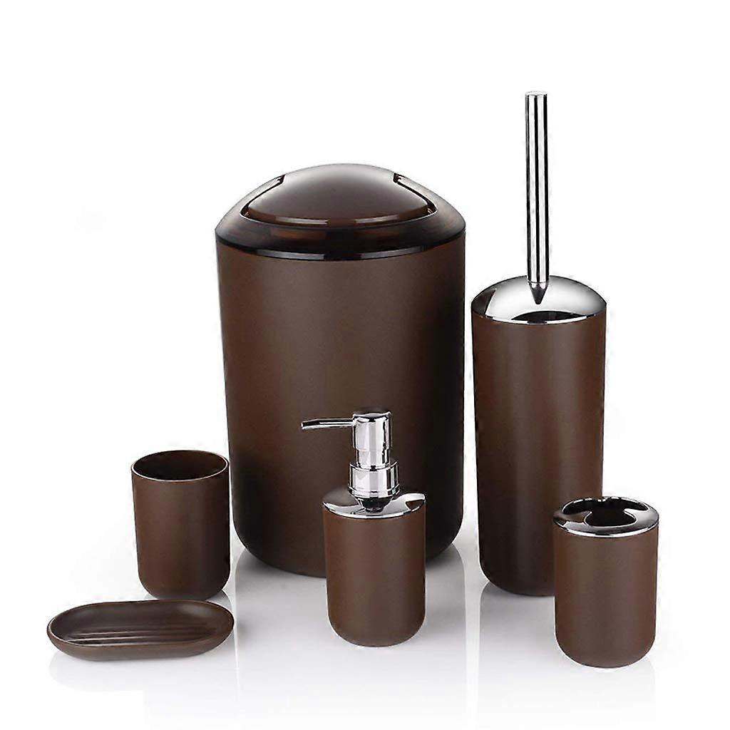 Six-piece bathroom accessories set brown bathroom for rug size 3