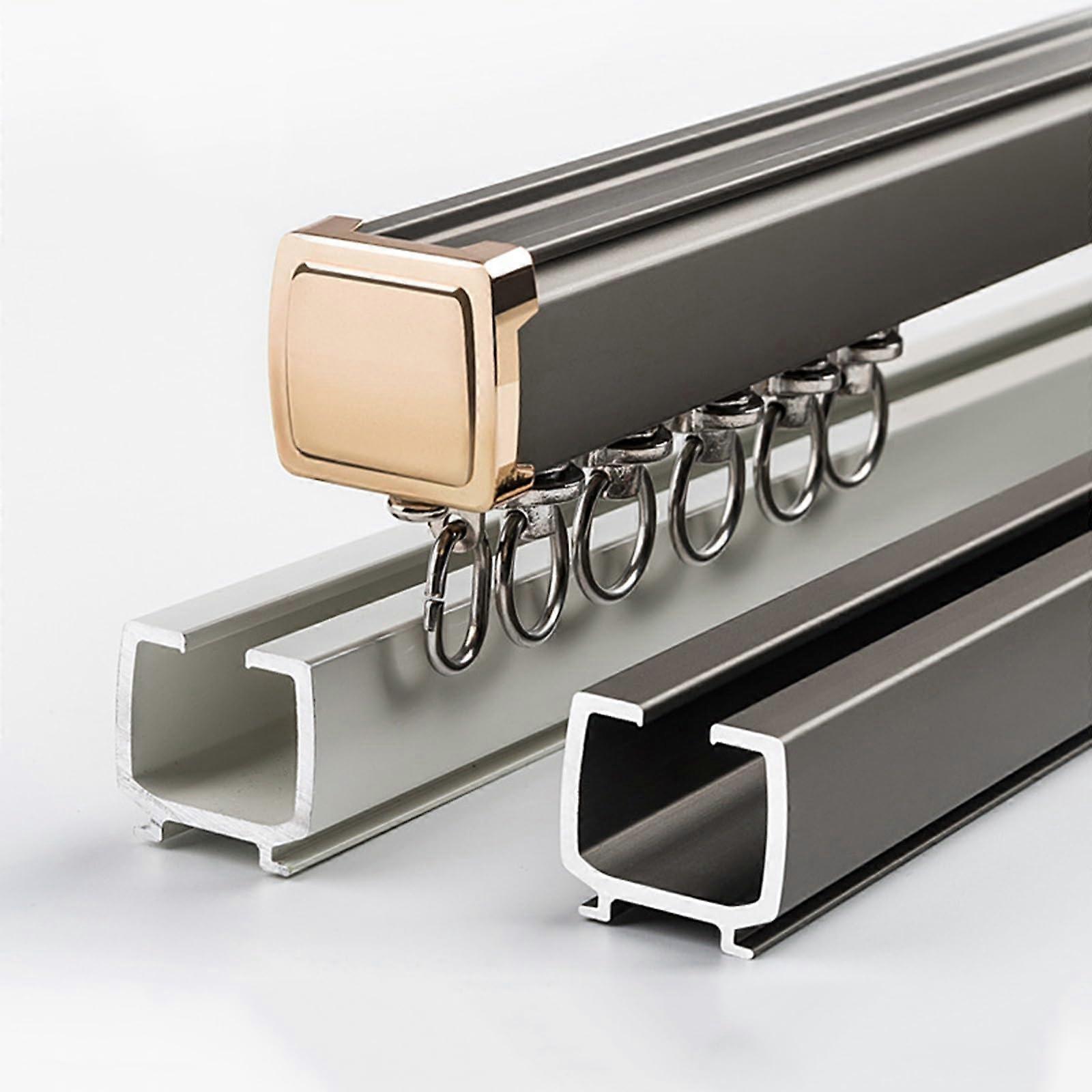 Set of Thickened 2.0mm Aluminum Single Track Curtain Rod for Indoor Ceiling & Wall Mount 120cm/3.9ft