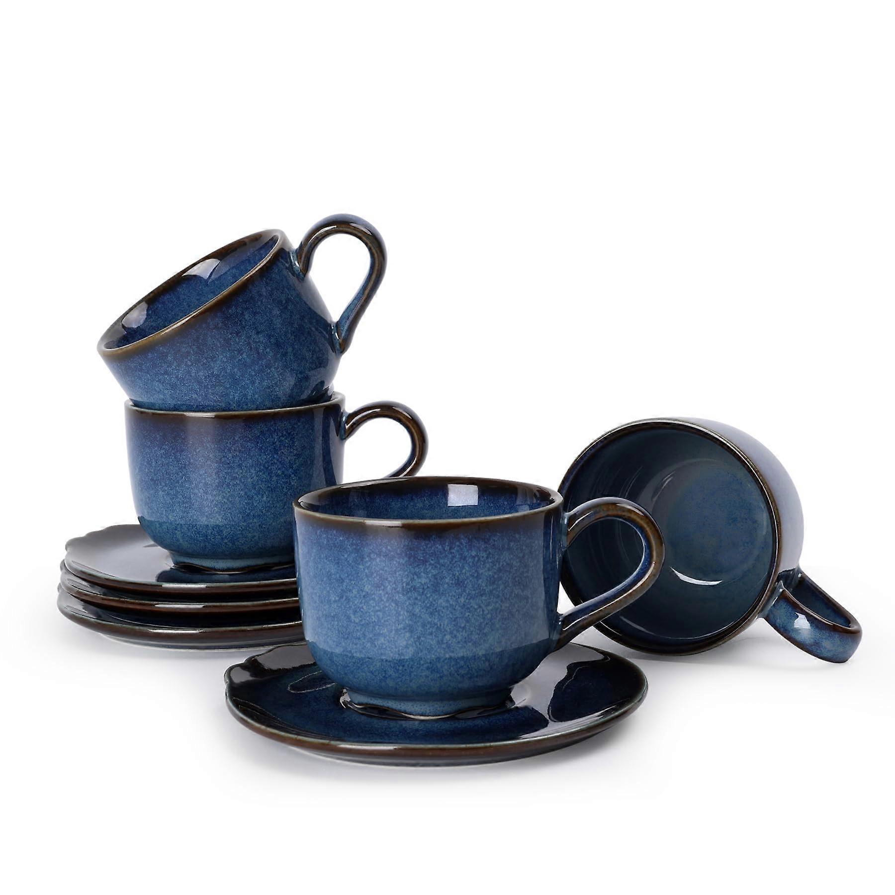 4 Set Ceramic Coffee Mugs for Tea and Latte 3.7oz