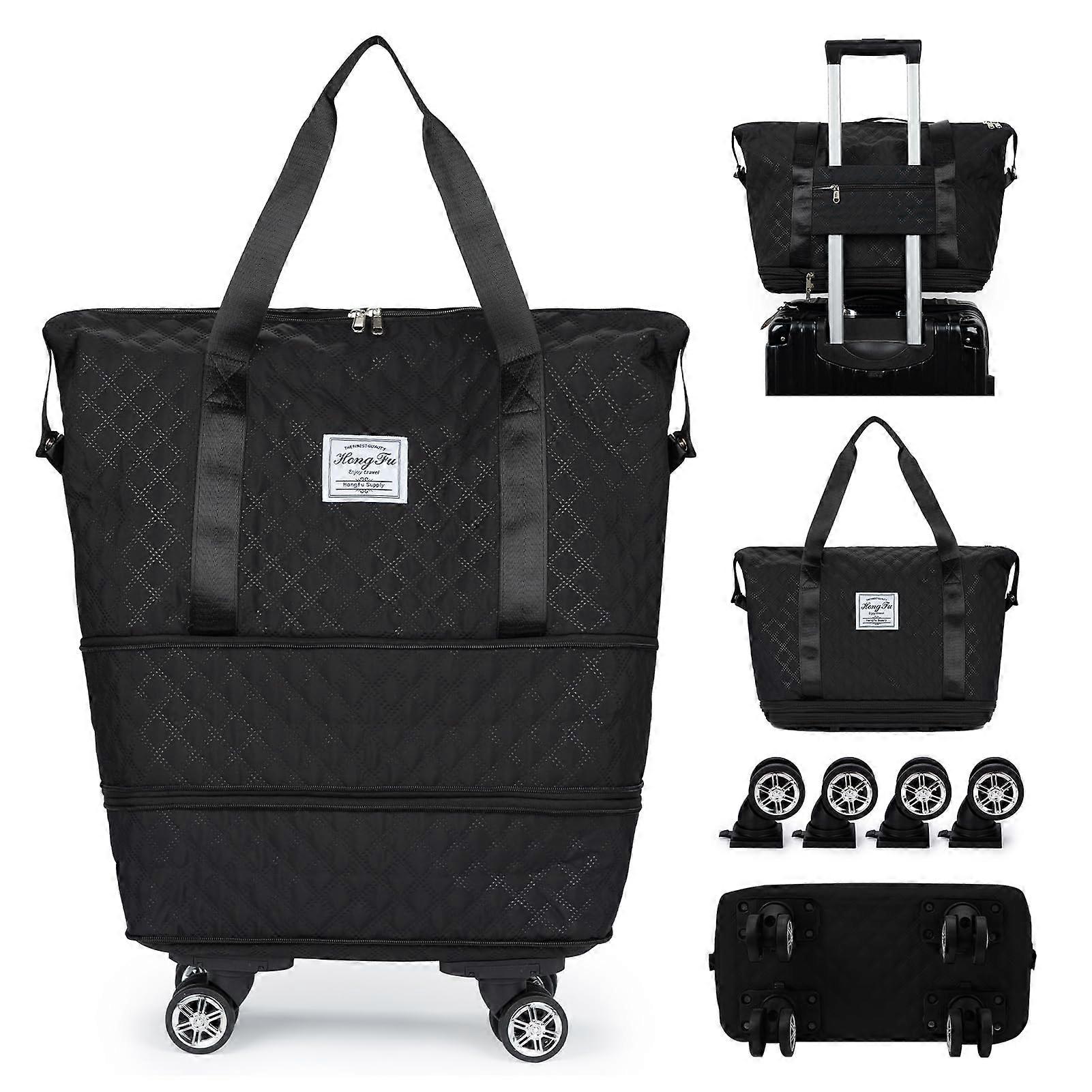 Foldable Expandable Travel Bag with Wheels, Rolling Duffle Bag for Weekend Getaways, Lightweight Durable Design