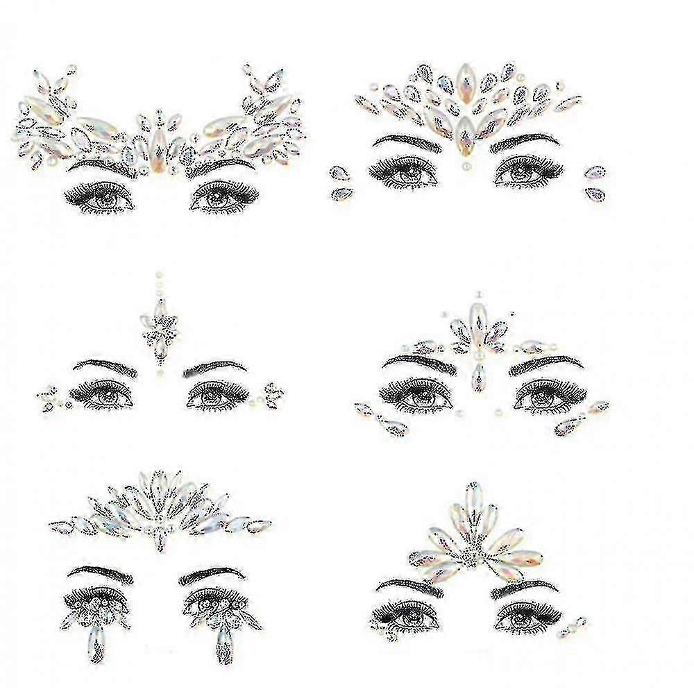 6pcs Halloween Noctilucent Face Gems Tattoo Sticker,cosplay