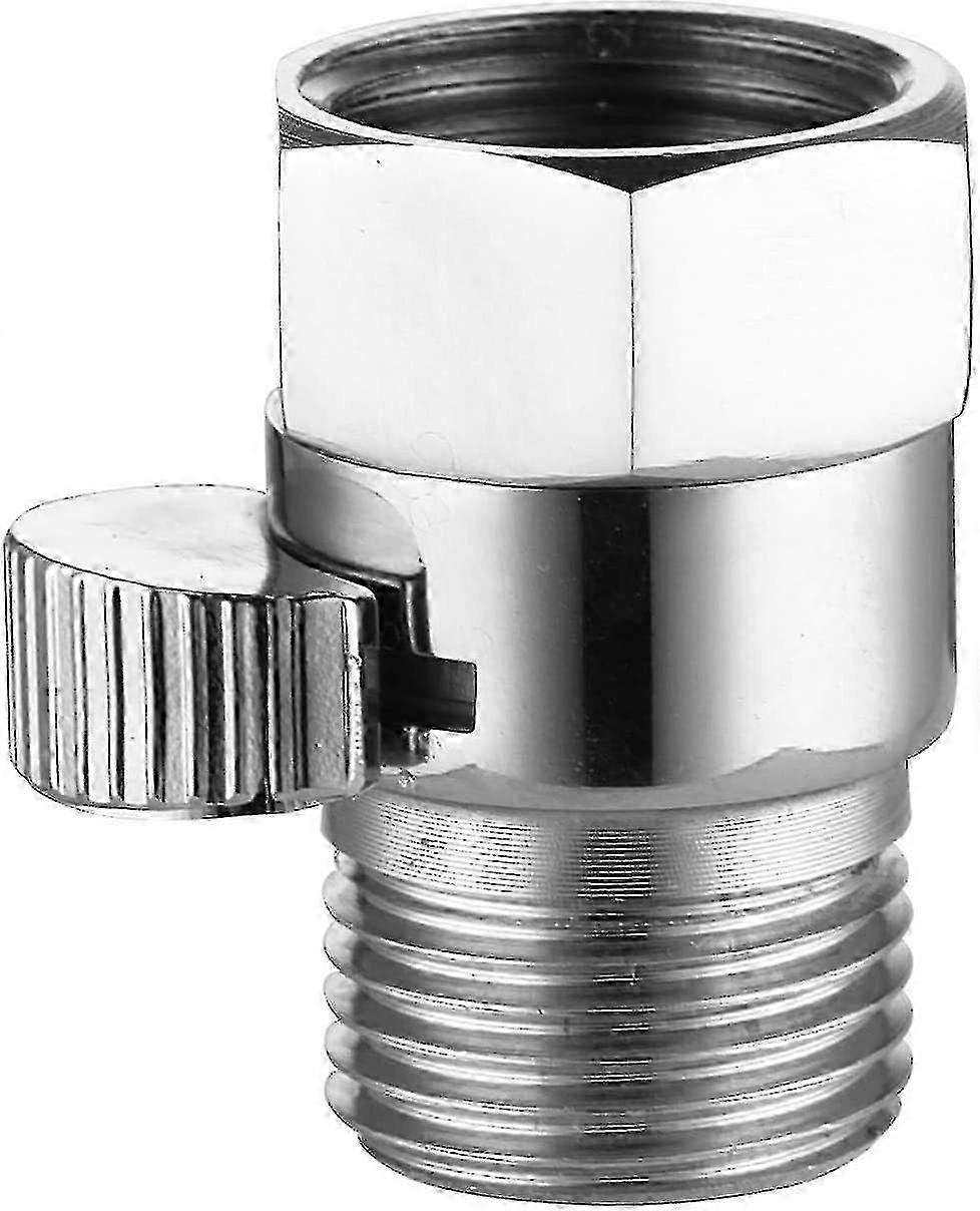 Brass Shower Head with Integrated On/Off Valve and Male/Female Shut-off Valve 1pc Silver