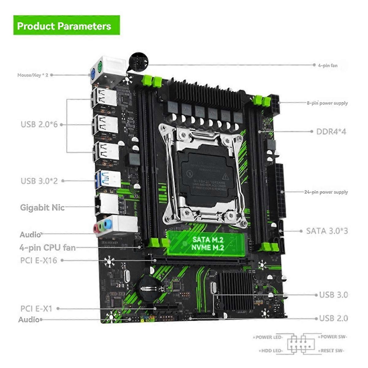 X99 PR9 μητρική πλακέτα LGA 2011-3 Set Kit υποστηρίζει 4X DDR4 RAM SATA M.2/NVME M.2 με επεξεργαστή CPU E5 2666v3