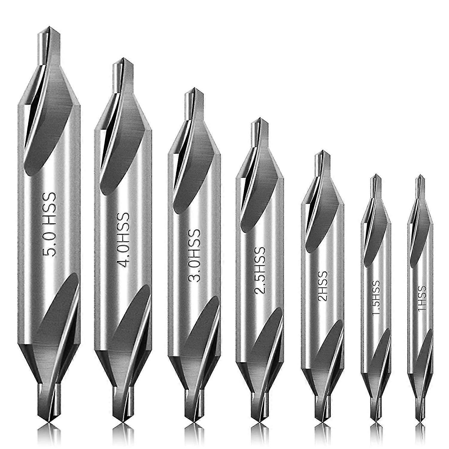 7 Pcs Center Drill Bits Set 60-Degree Angle Center Drill Bits Kit Countersink Tools compatible Lathe