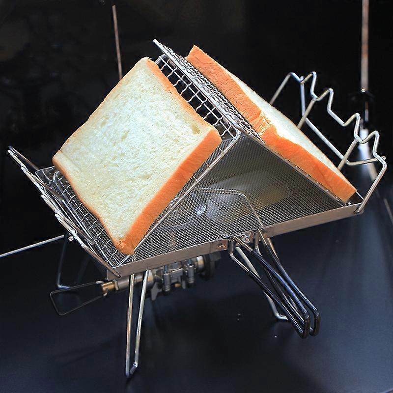 COOLCAMP Udendørs Camping Brødstativ i rustfrit stål Foldbart Bærbart Grillnetstativ