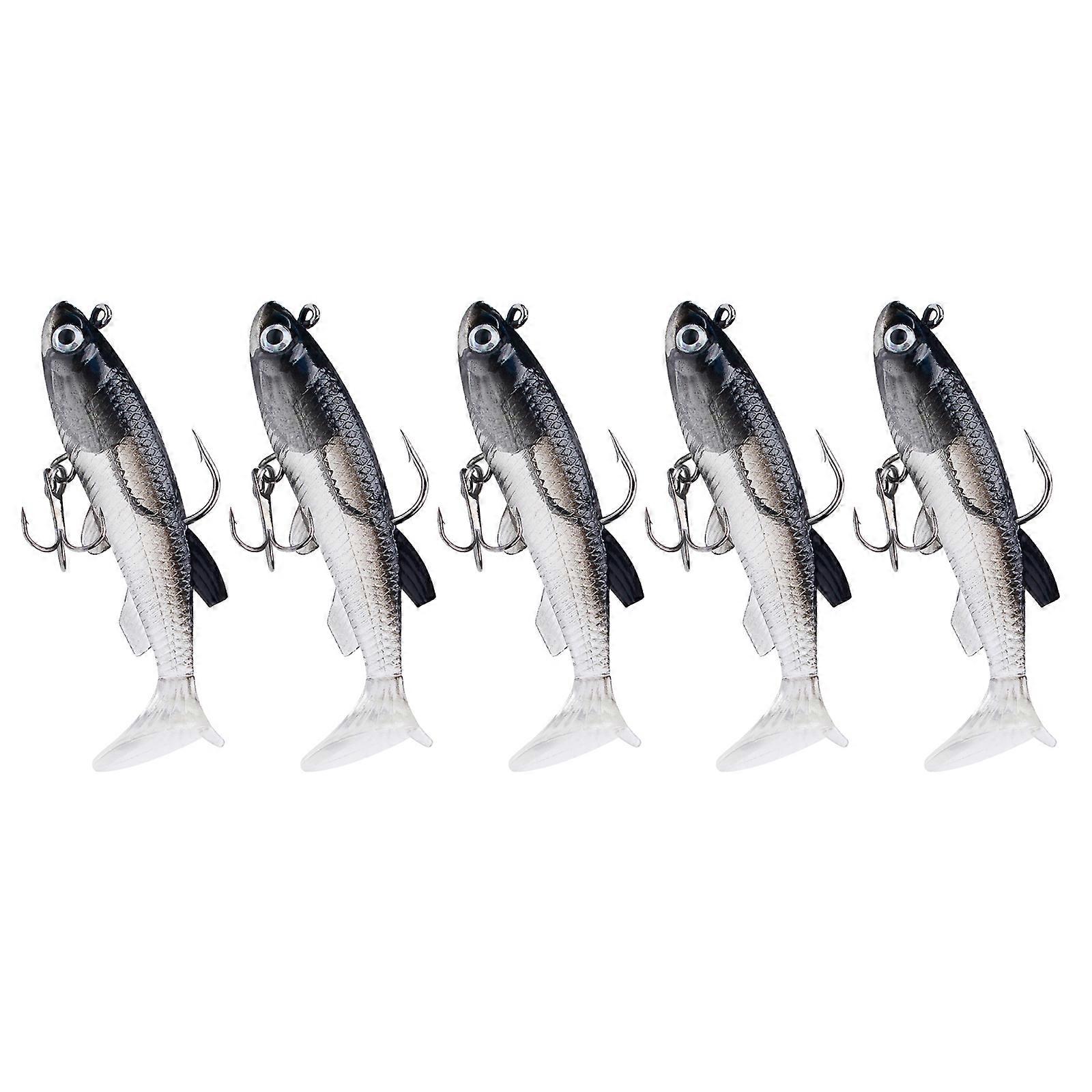 5Pcs Sinking Baits for Fishing Freshwater Fishing Jig Soft Lures Set with Jig Head, Soft Swimbaits with Paddle Tail