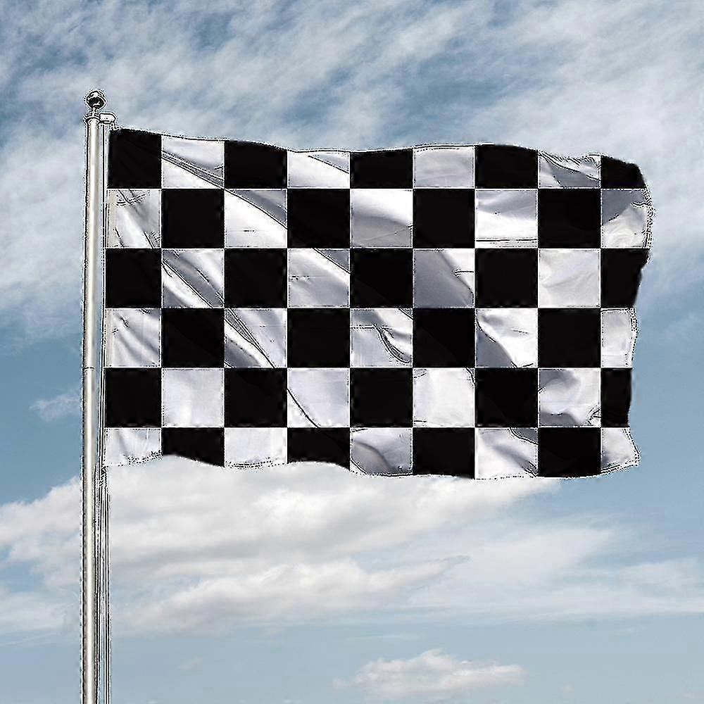F1 Racing Flag 90x150cm 100% Polyester Klassisk Sort Hvid Ternet Racing ...