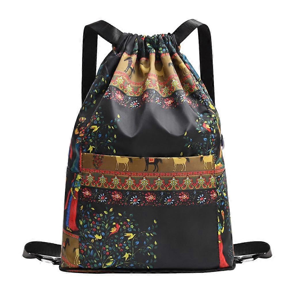 DrawString Foldable Travel Sports Backpack, Dried Disintegration Print, Lightweight, Beauty Tree Design
