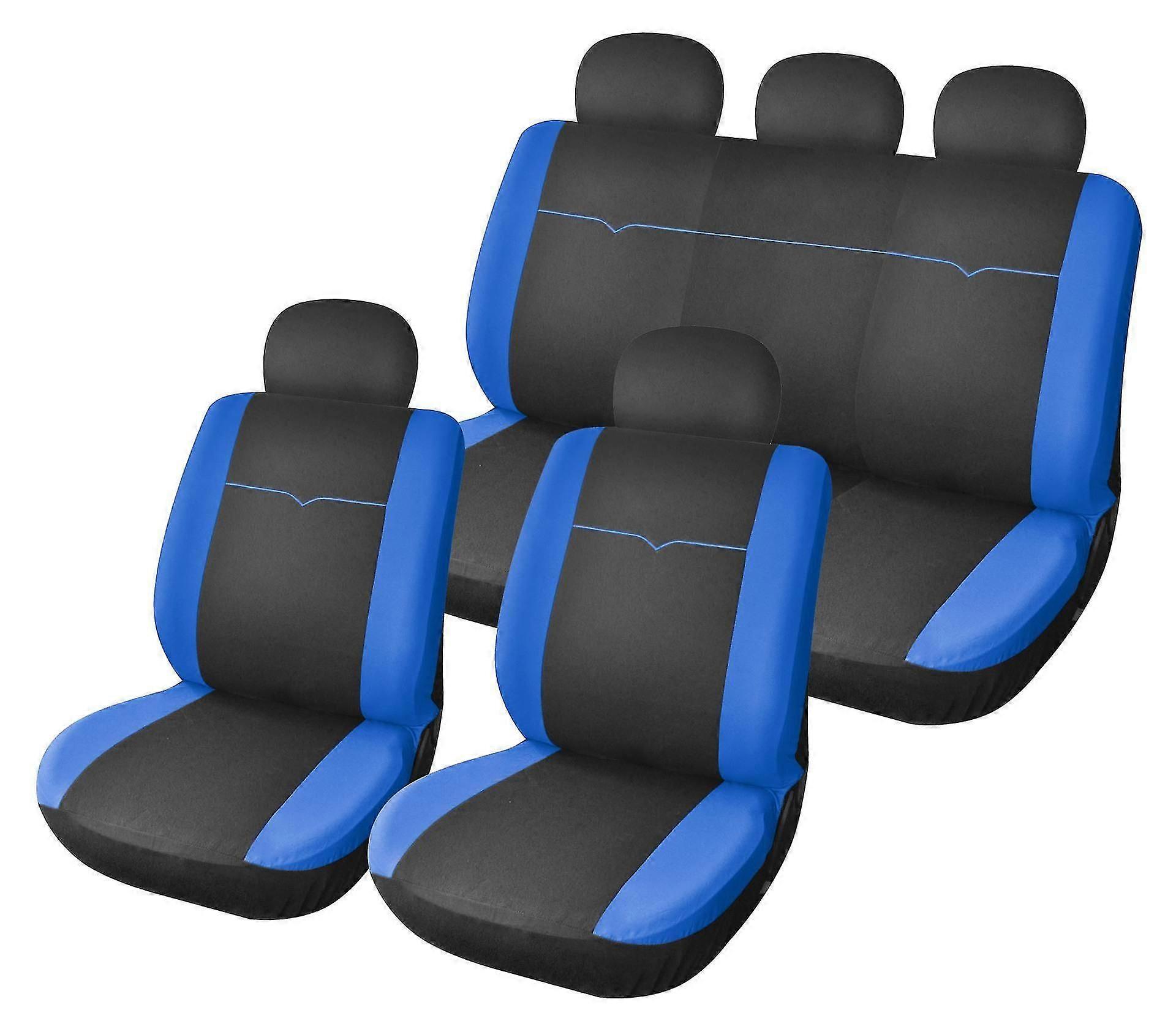 כיסוי מושב לרכב אביזרים לרכב כיסוי מושב כרית ארבע עונות אוניברסלי סט 9 חלקים בד כחול