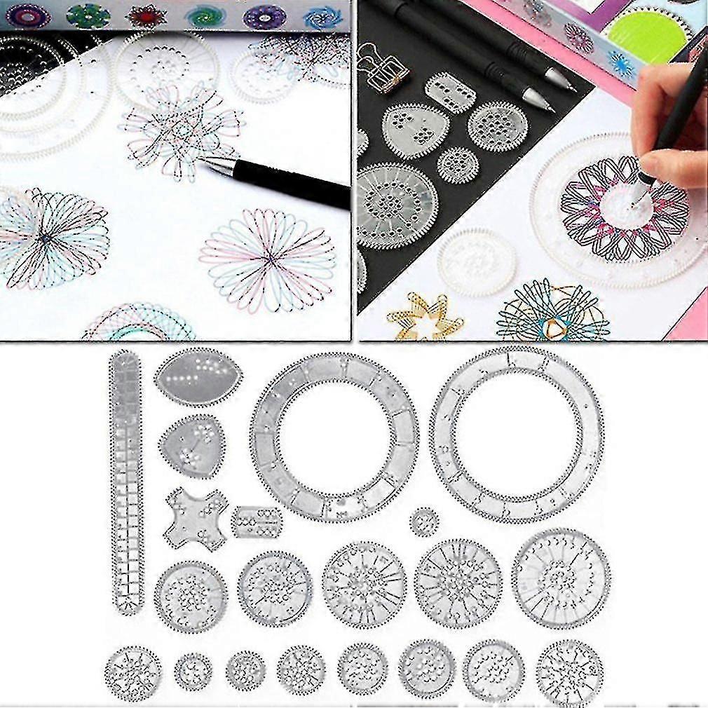 22pcs Spirograph Drawing Toys Ruler Set Interlocking Gears &amp; Wheel
