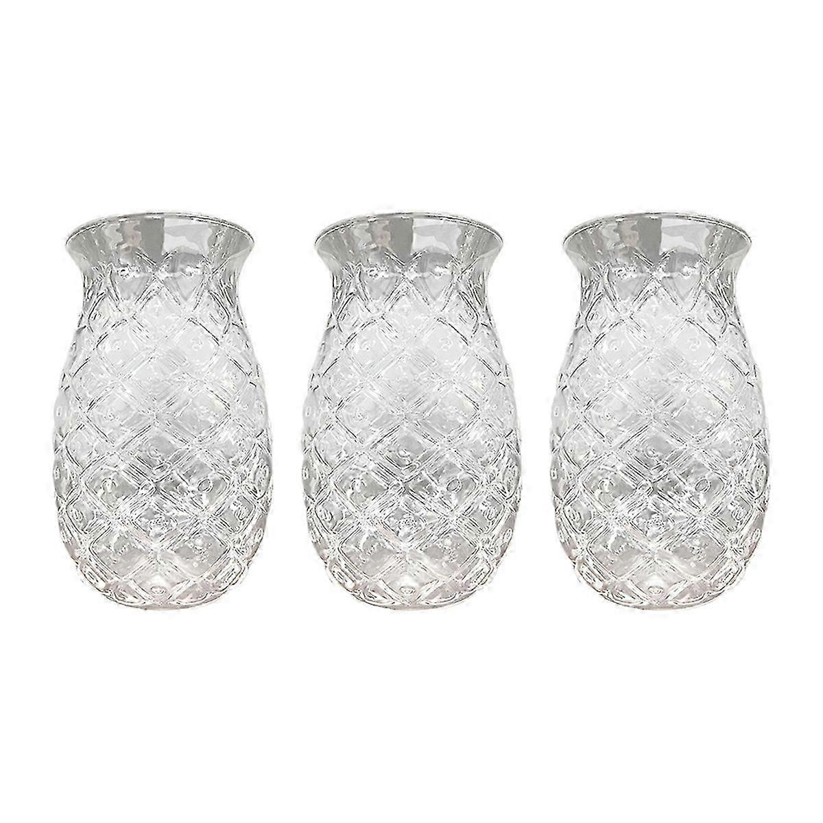 Set of 3 Pineapple Embossed Cocktail Glasses for Drinks