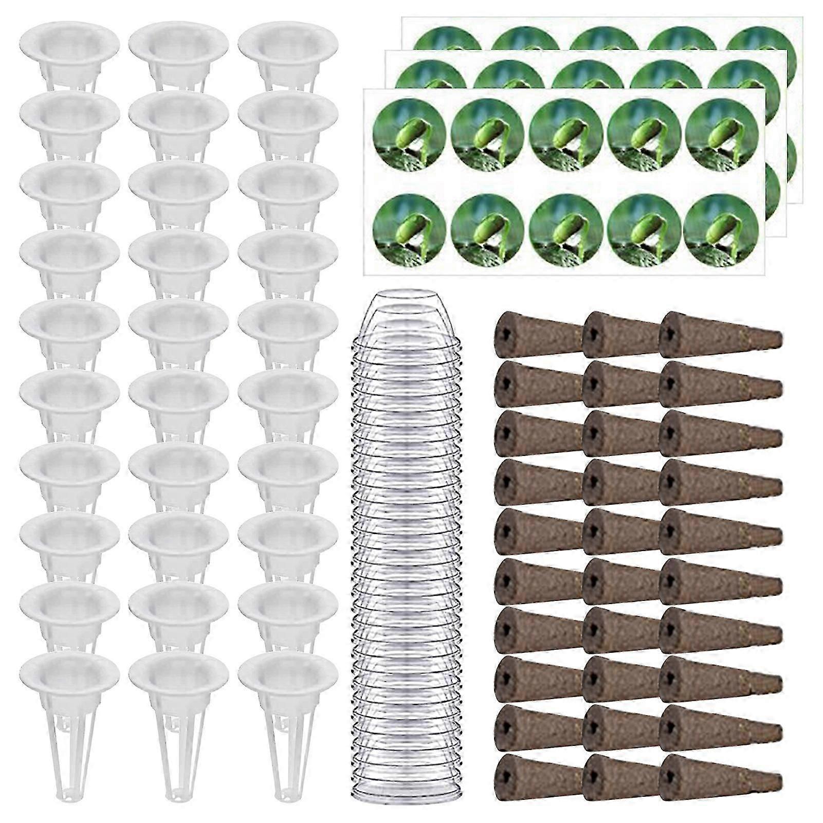 MengXi 1 Set Plant Grow Basket High Durability Slotted Design Plastic Grow Sponges Hydroponics Plant Starting Basket Kit Garden Supplies