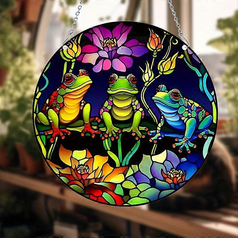 Frogs Stained Window Hangings Ornament Cute Three Frogs Window Suncatchers for Home Decor Gift
