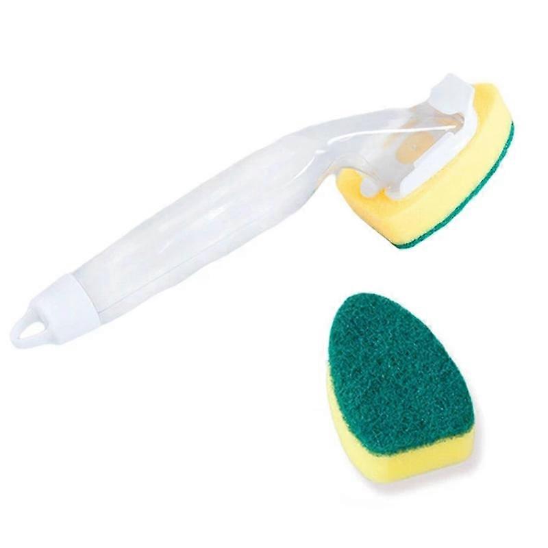 Kitchen Plastic Long Handle Cleaning Brush Automatic Adding Liquid Brush Removable Sponge Brush