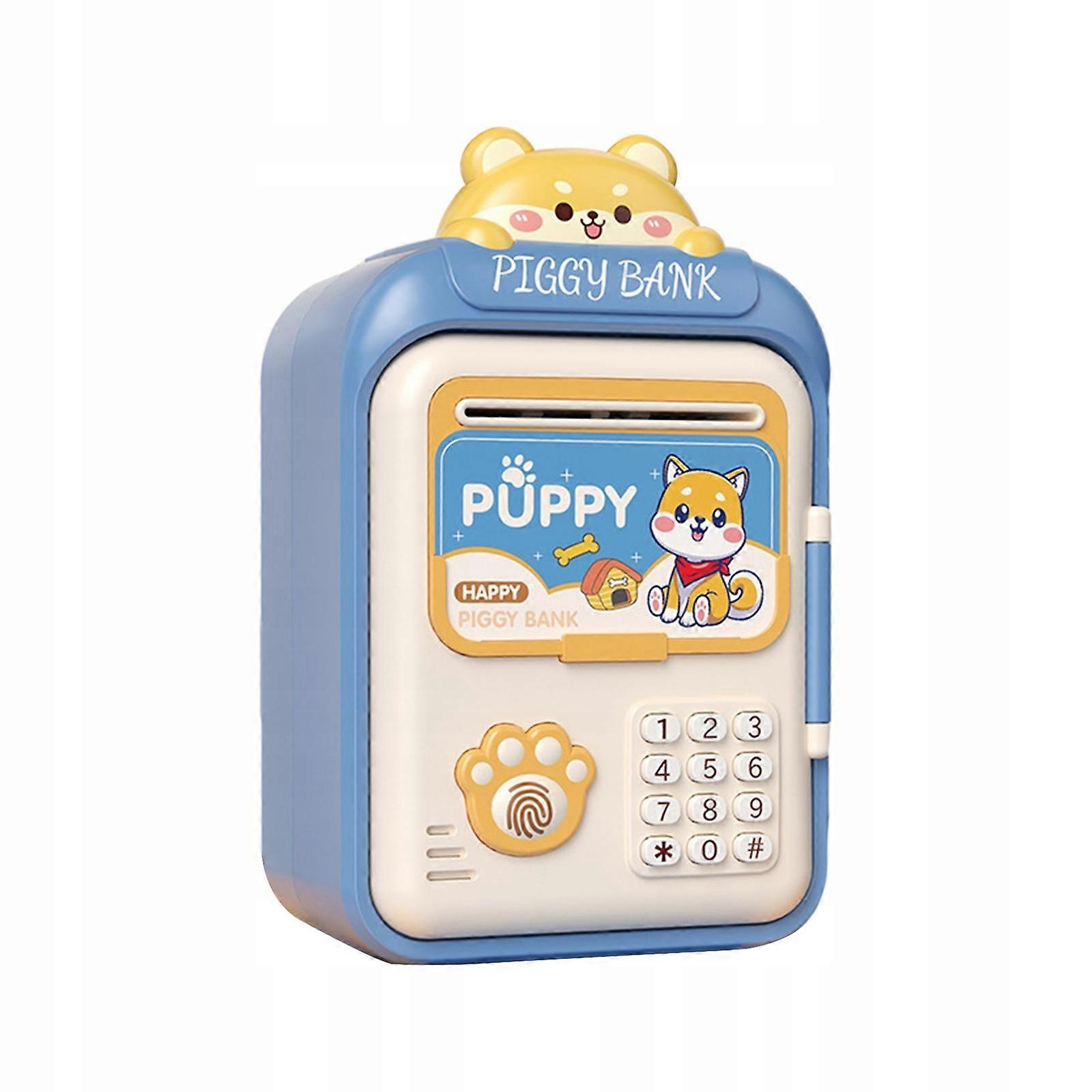 Electric Money Bank Atm Personal Password And Fingerprint Unlock Blue