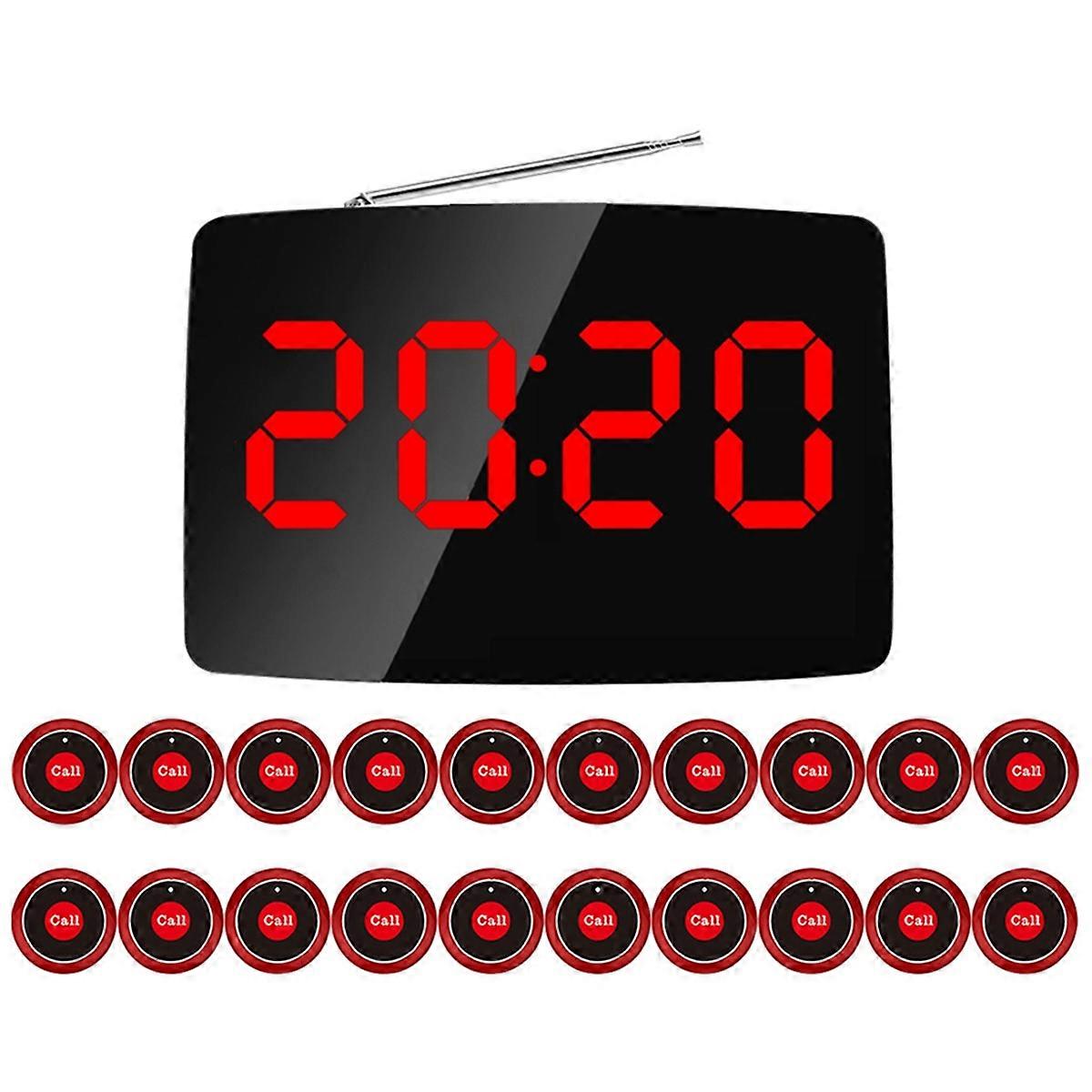 Wireless Restaurant Pager Calling System 20 Call Button with LED Display for Bar Restaurant Custome